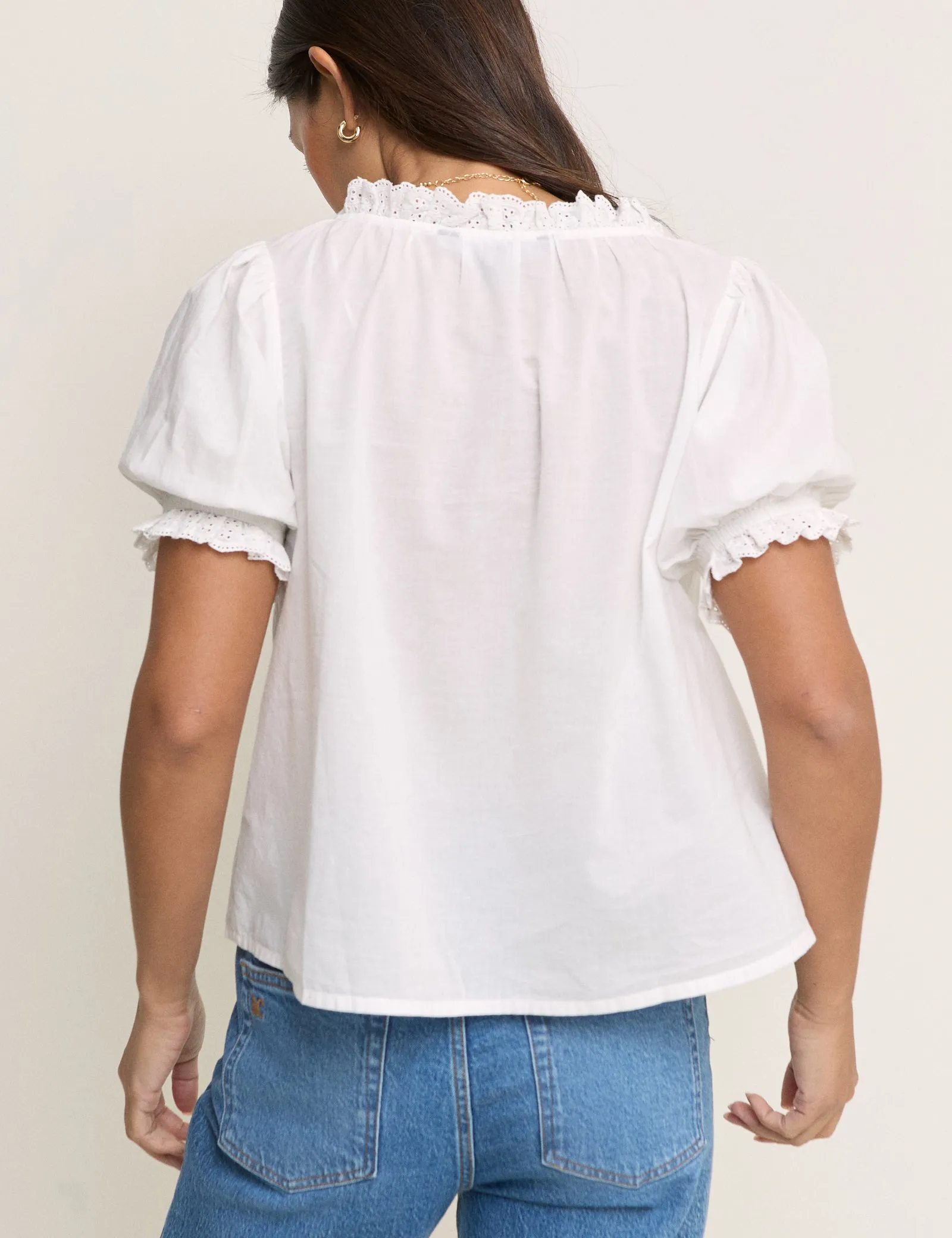 White Puff Sleeve Blouse sold by Nobody's Child product image thumbnail 5