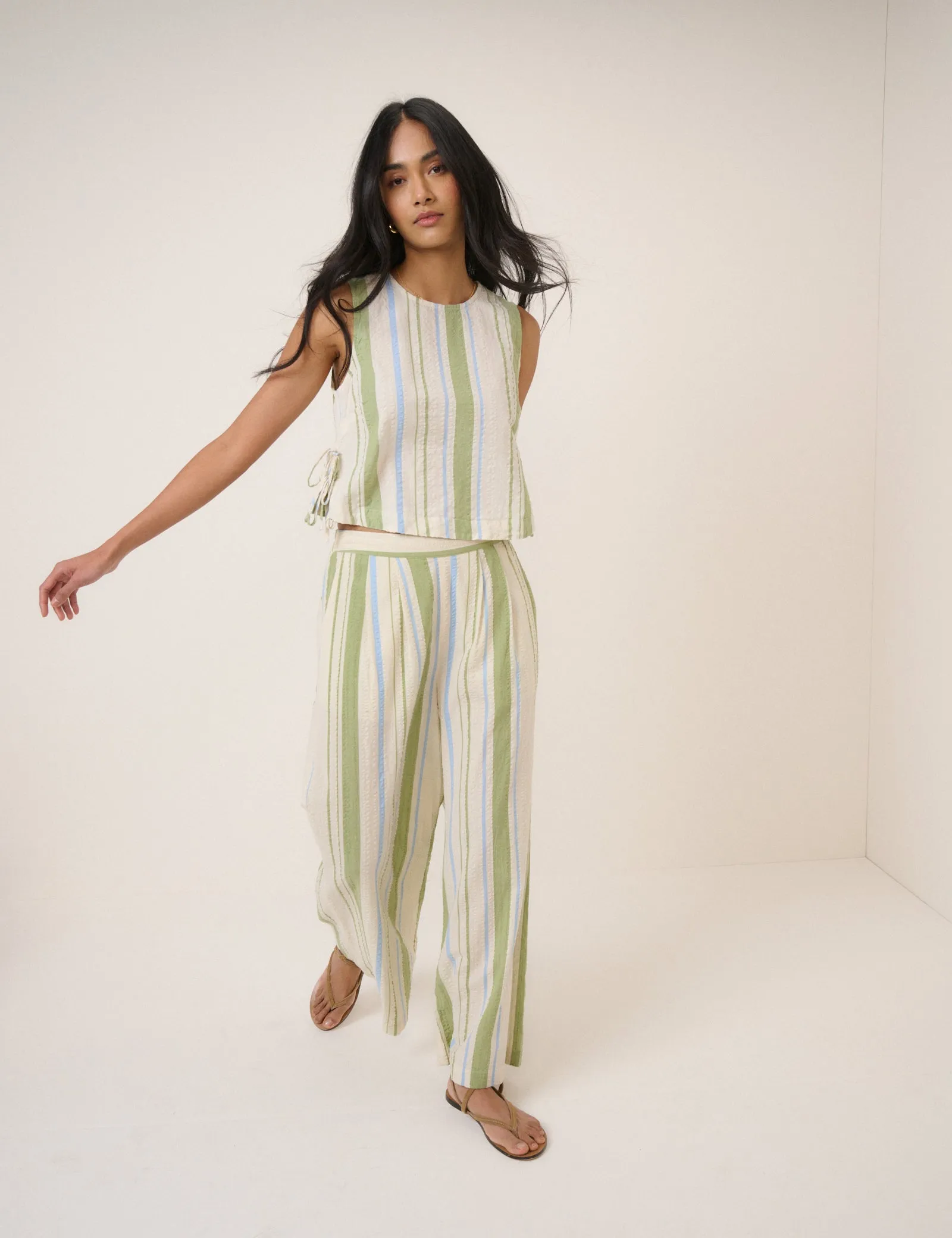 Green And Blue Striped Swing Top sold by Nobody's Child product image thumbnail 2