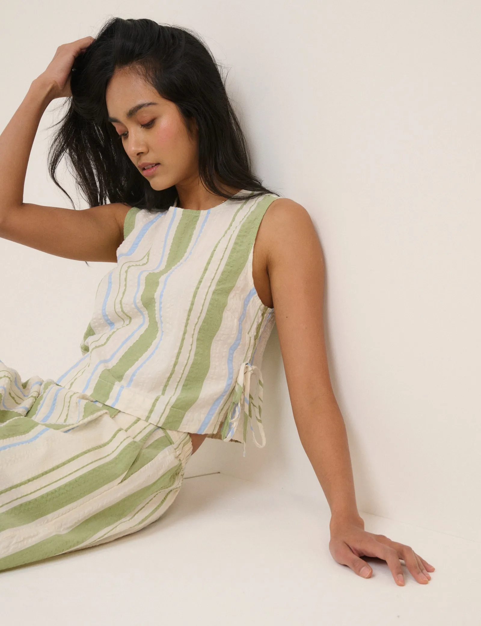 Green And Blue Striped Swing Top sold by Nobody's Child product image thumbnail 4