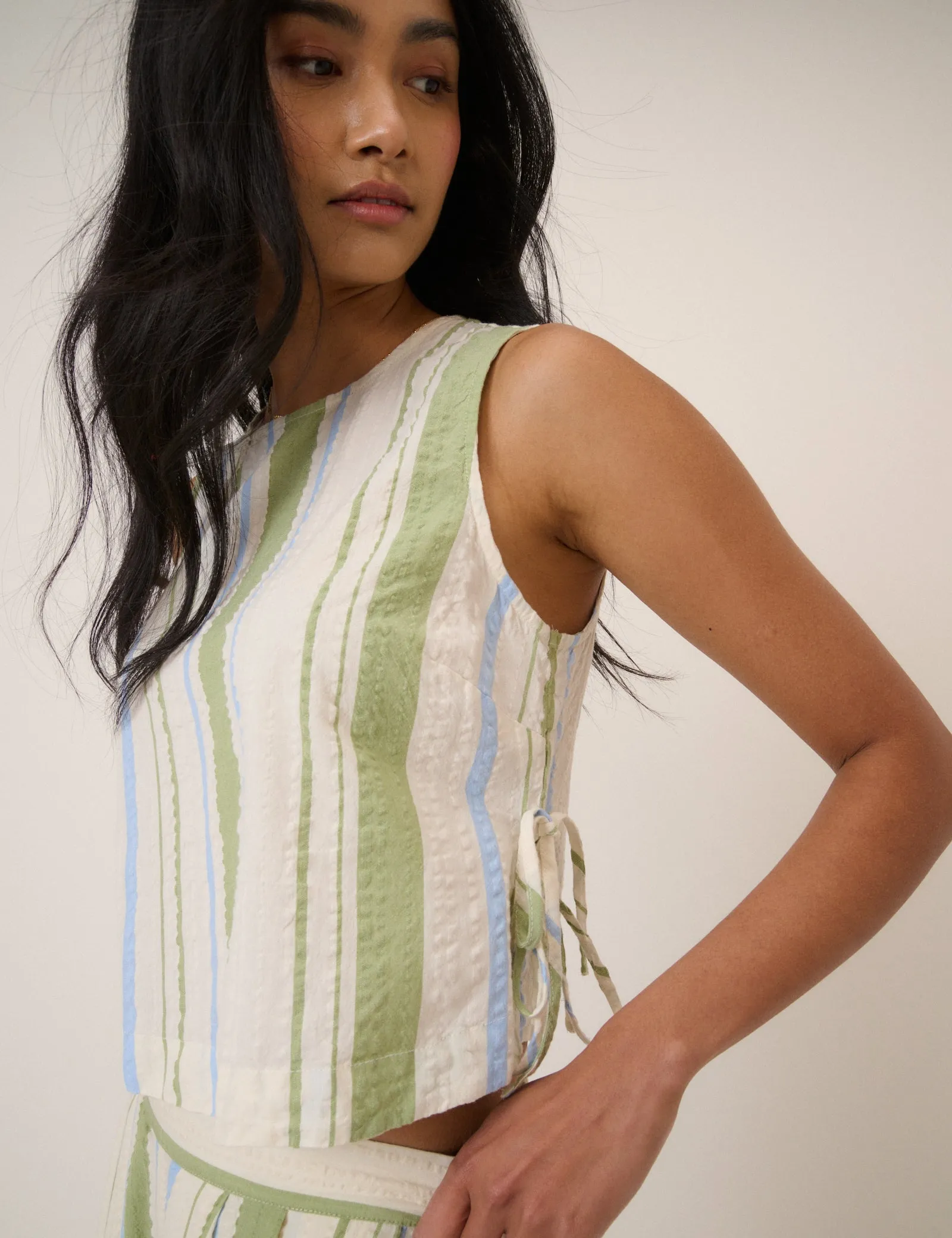 Green And Blue Striped Swing Top sold by Nobody's Child product image thumbnail 3