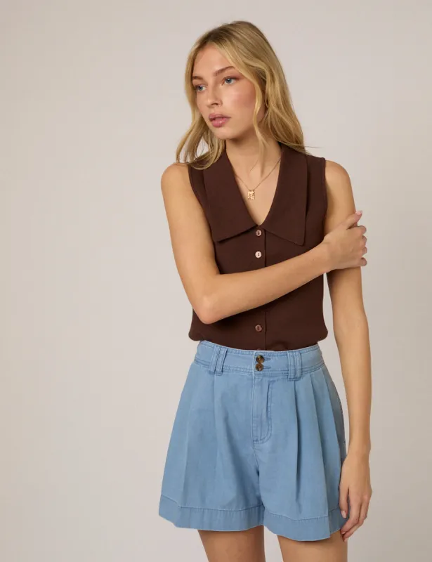 Light Blue Pleated High Waisted Shorts sold by Nobody's Child