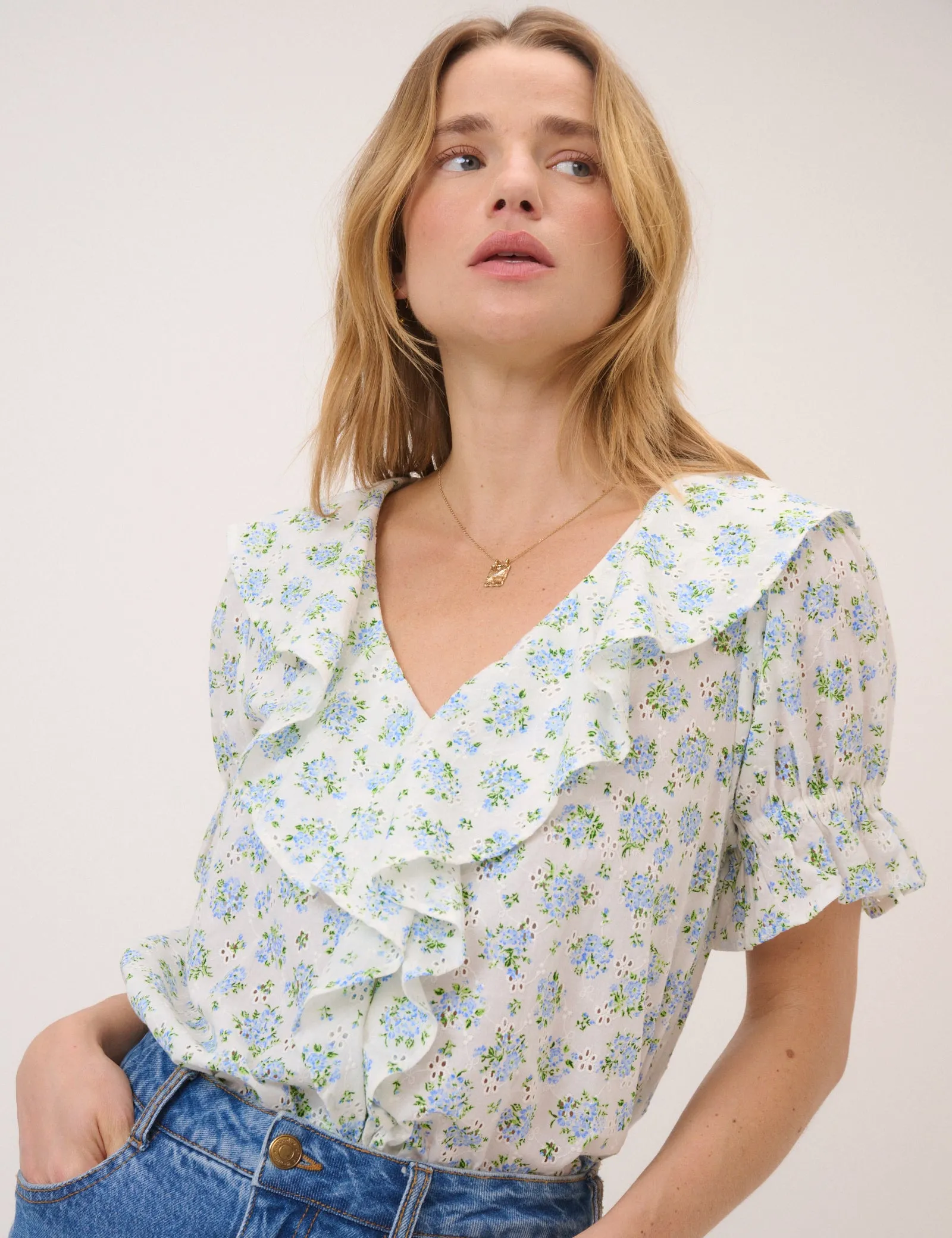 White Floral Whitney Blouse sold by Nobody's Child