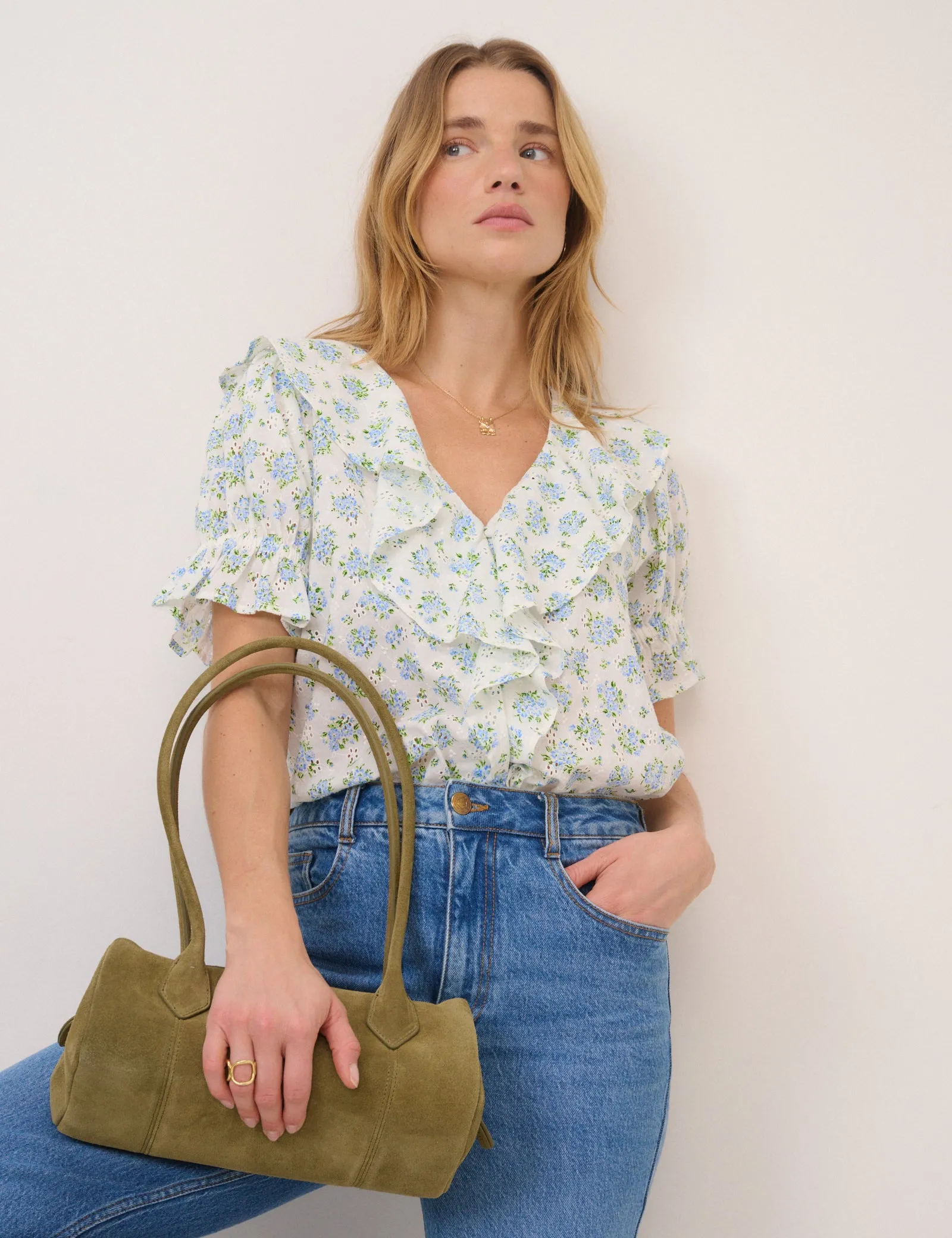 White Floral Whitney Blouse sold by Nobody's Child product image thumbnail 4