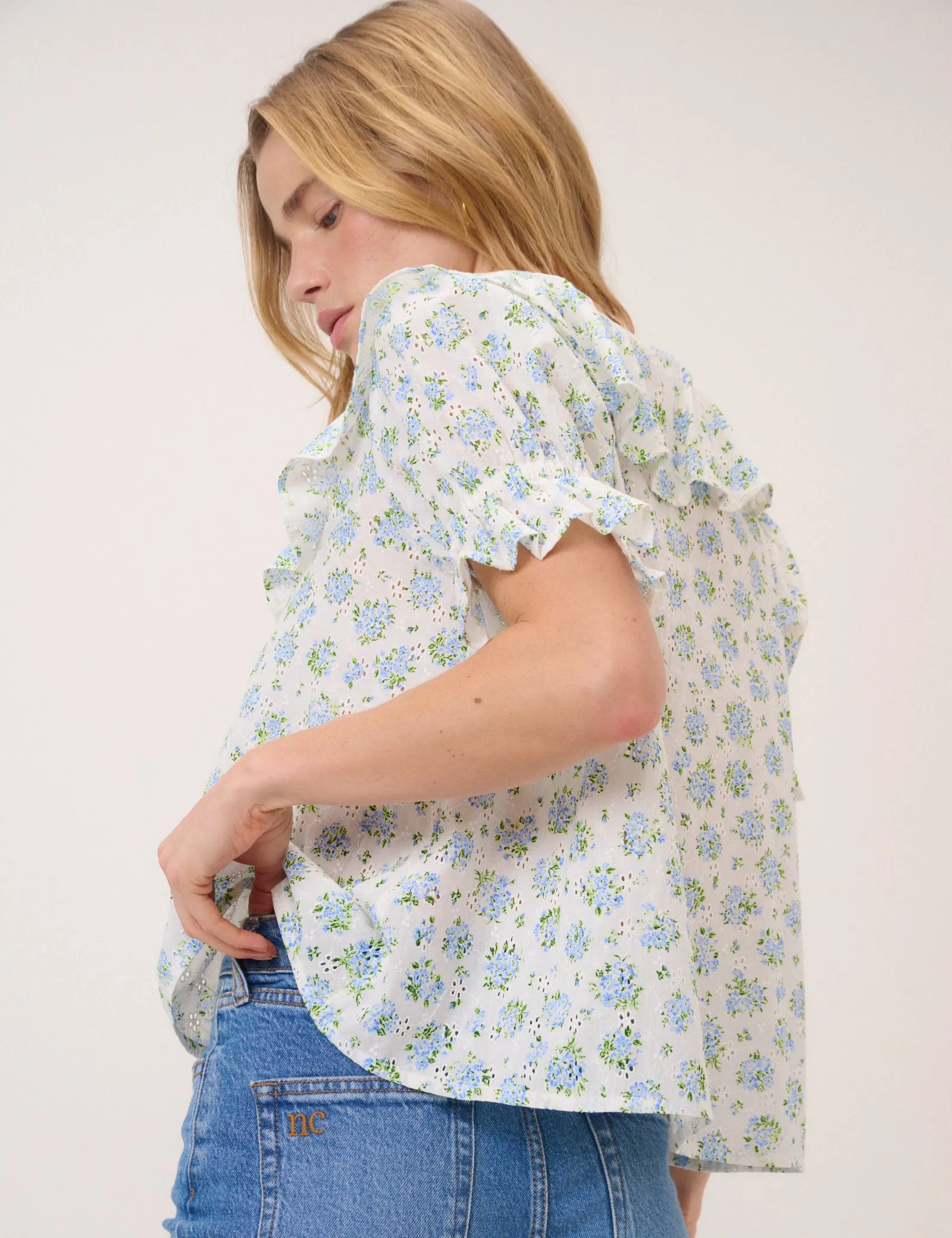 White Floral Whitney Blouse sold by Nobody's Child product image thumbnail 5