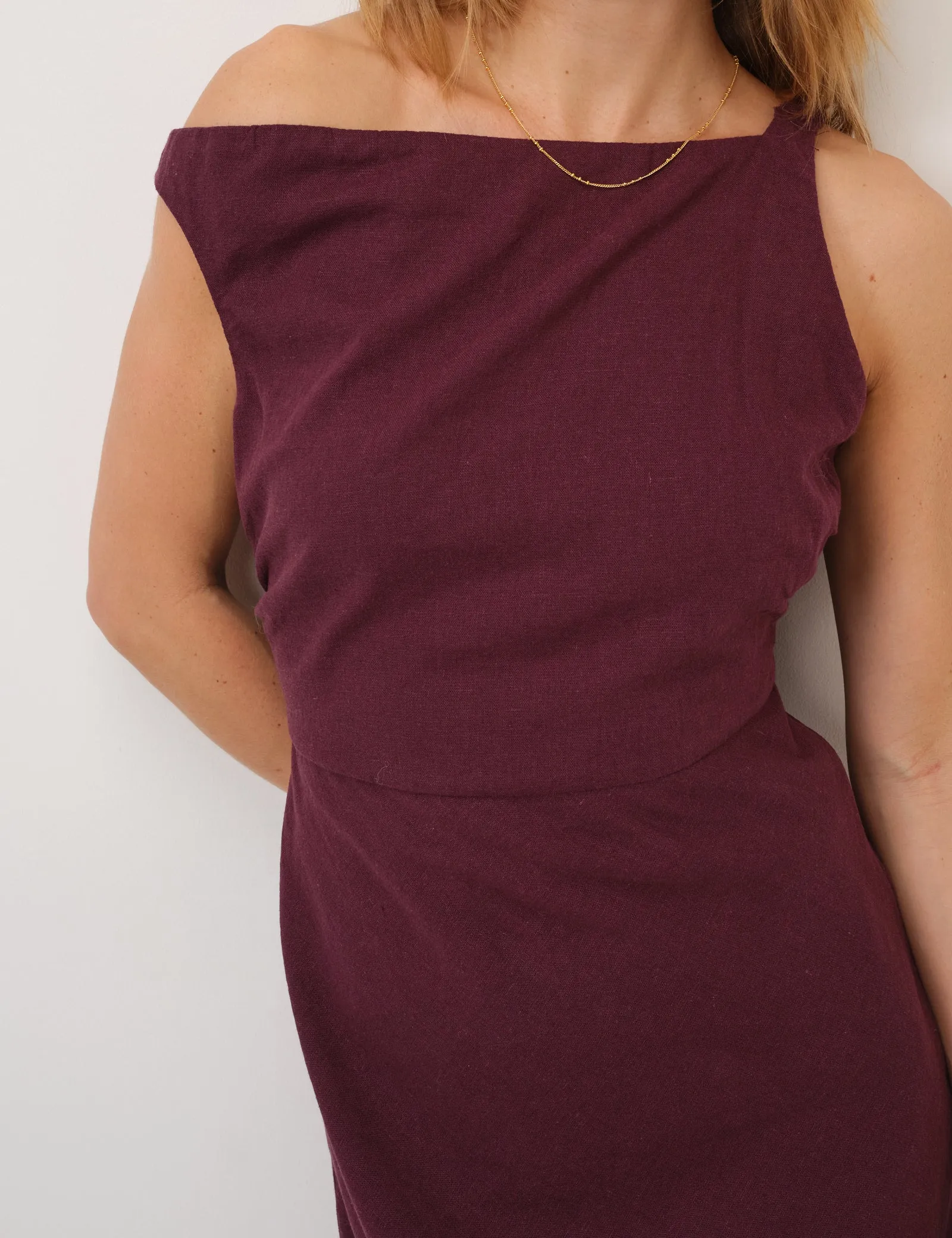 Plum Linen-Blend Kalani Midi Dress sold by Nobody's Child product image thumbnail 2