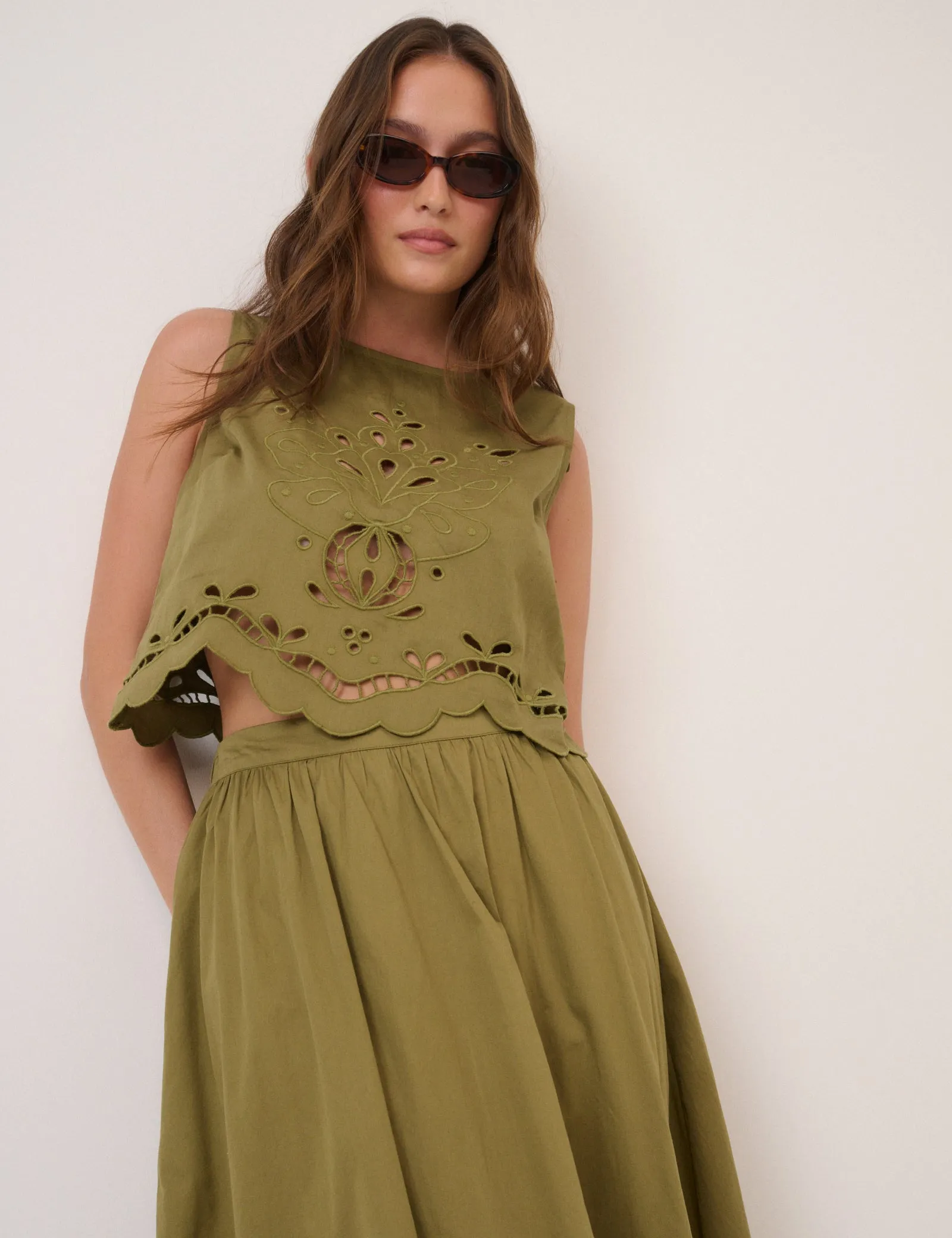 Green Broderie Anglaise Tank Top sold by Nobody's Child product image thumbnail 4