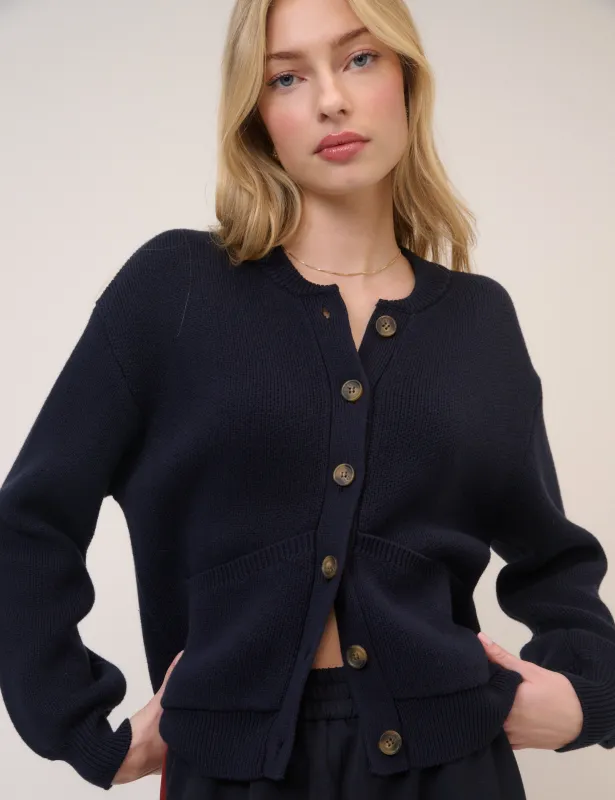 Navy Stitch Bomber Cardigan made by Nobody's Child