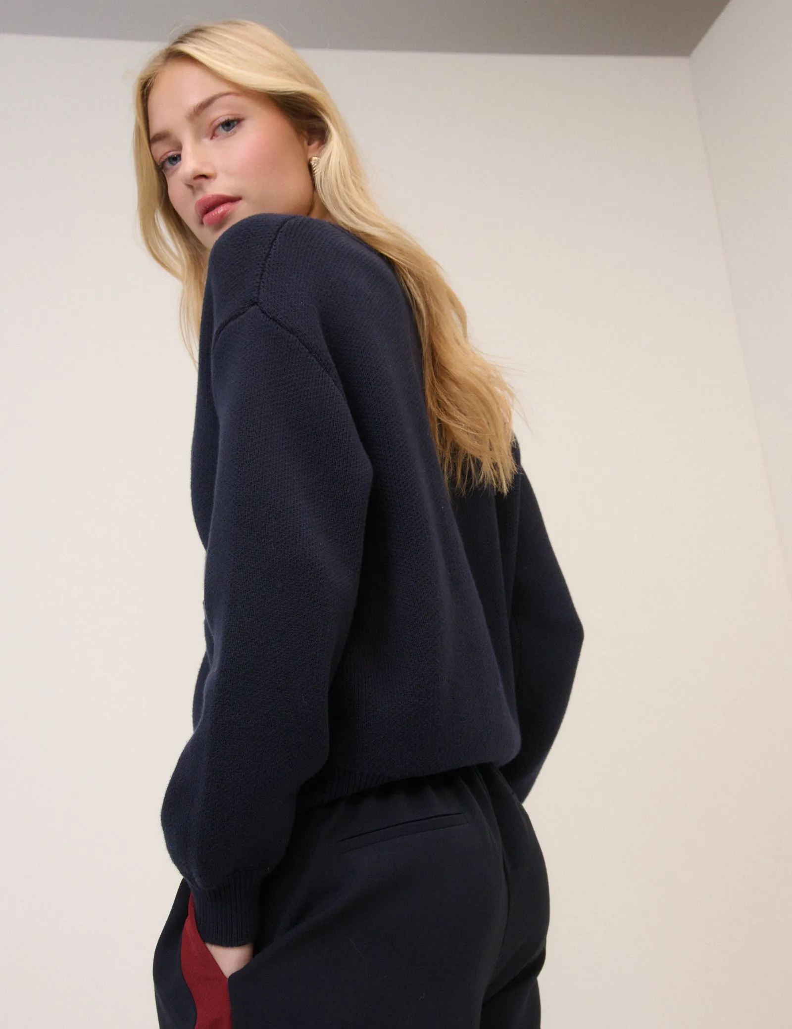 Navy Stitch Bomber Cardigan sold by Nobody's Child product image thumbnail 5