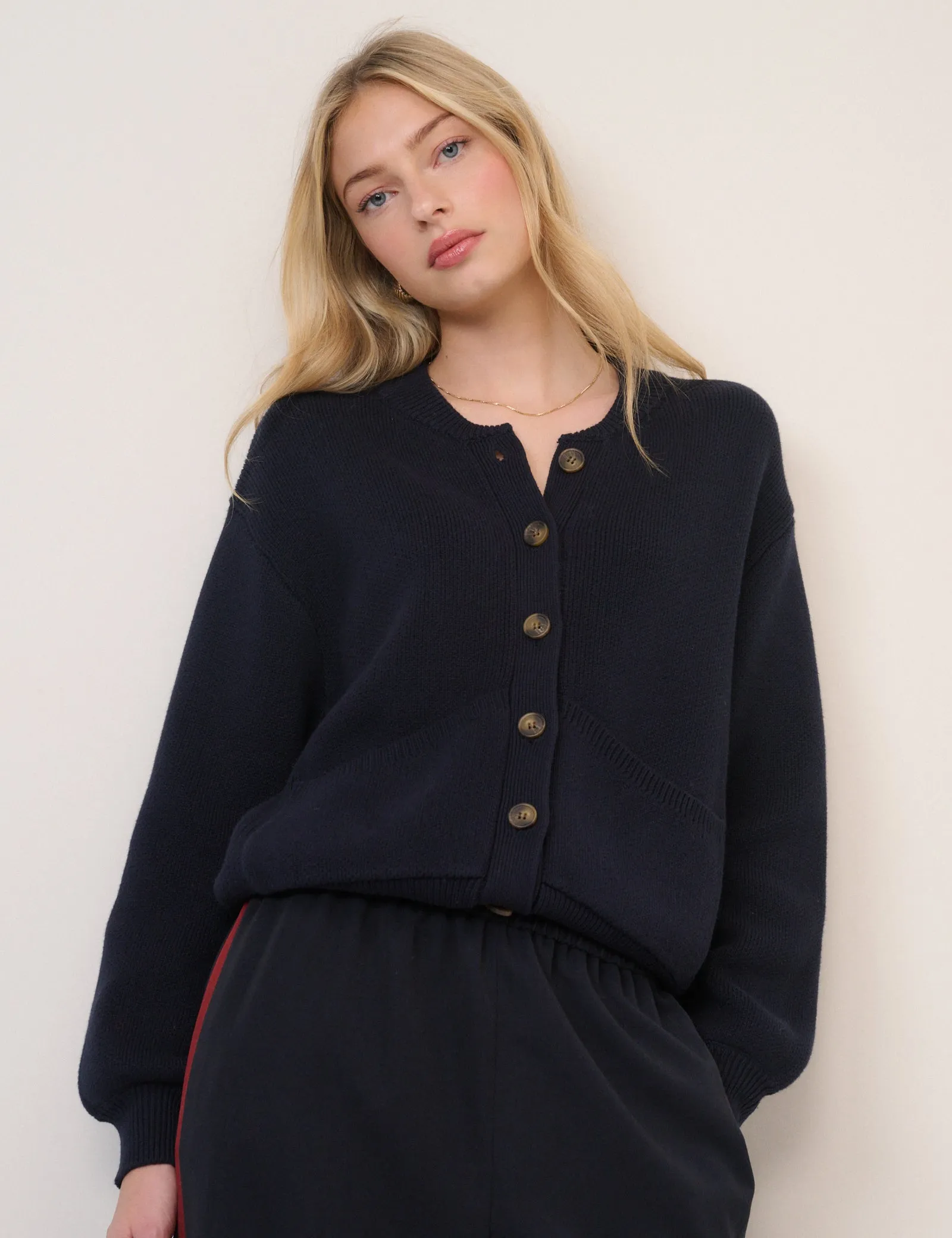 Navy Stitch Bomber Cardigan sold by Nobody's Child product image thumbnail 2