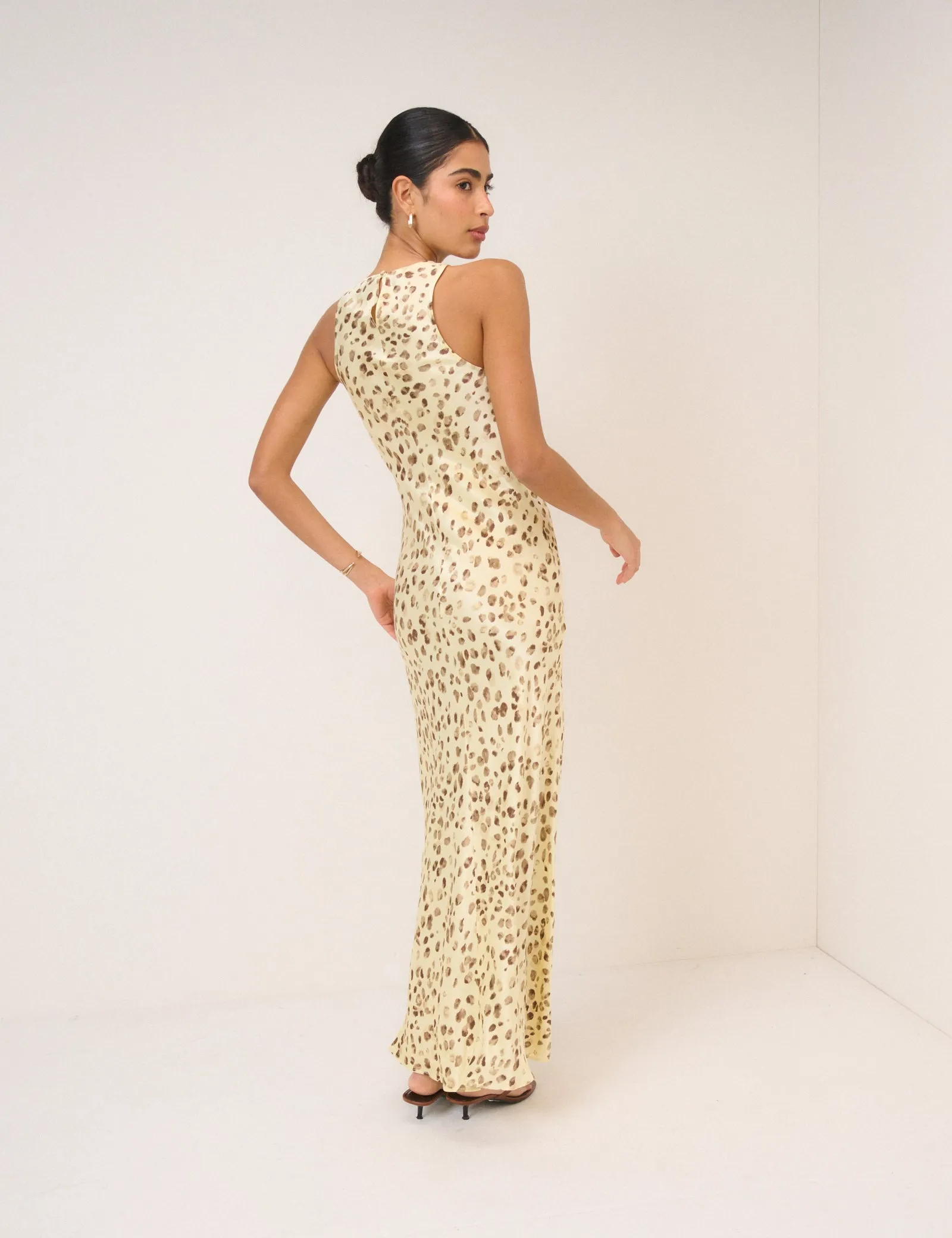 Butter Yellow Leopard Print Zahara Maxi Dress sold by Nobody's Child product image thumbnail 5