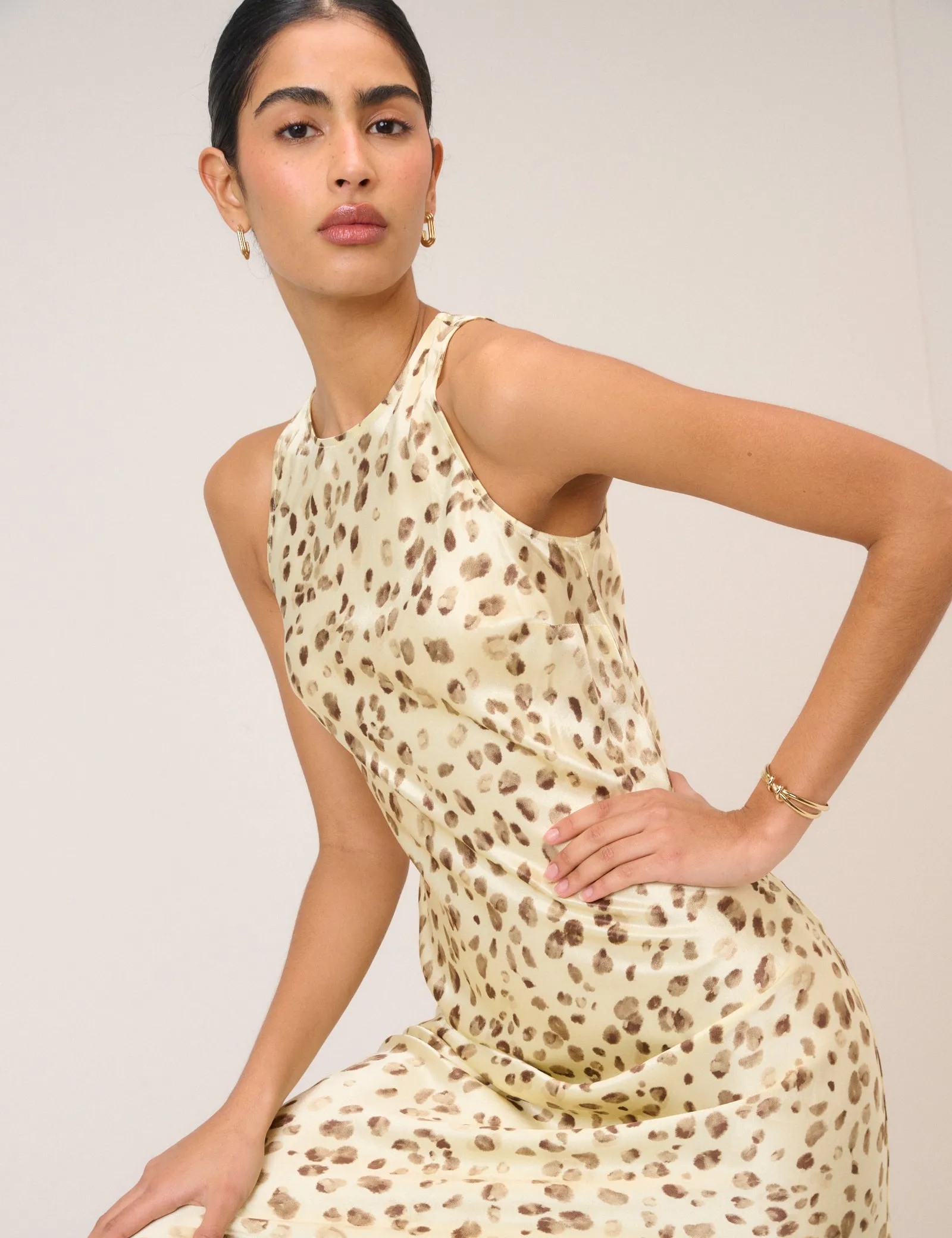 Butter Yellow Leopard Print Zahara Maxi Dress sold by Nobody's Child product image thumbnail 4