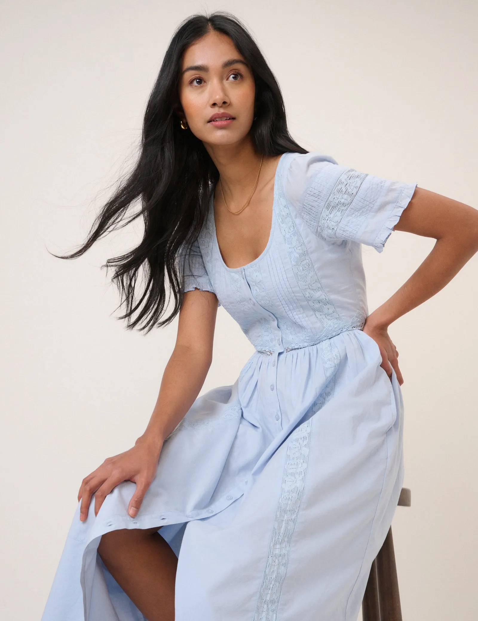 Light Blue Octavia Midi Dress sold by Nobody's Child