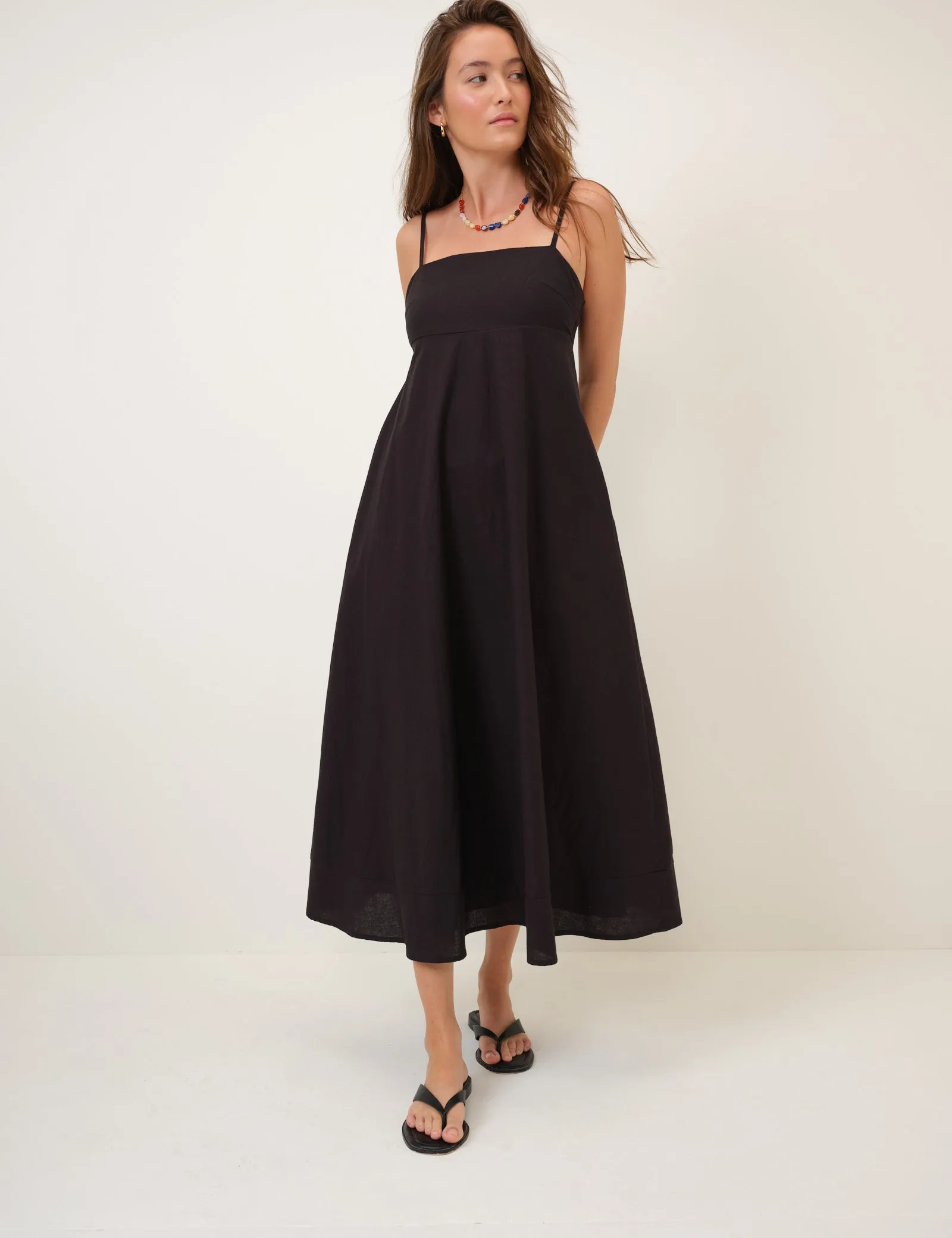 Black Square Neck Rebecca Midi Dress sold by Nobody's Child product image thumbnail 3