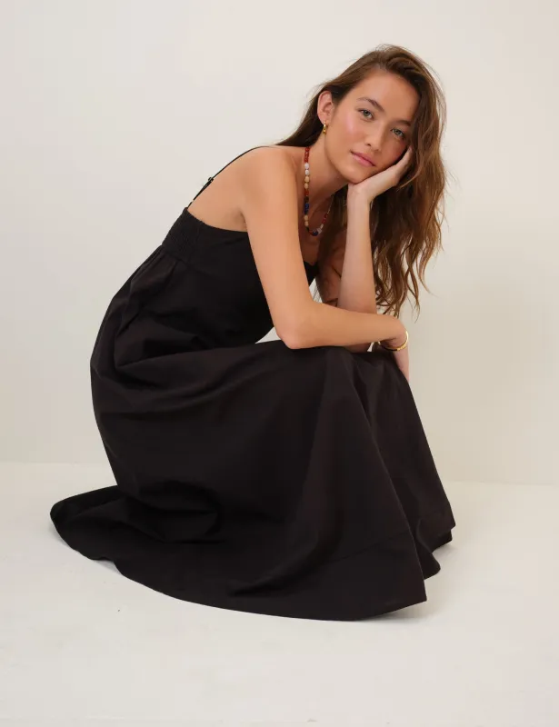 Black Square Neck Rebecca Midi Dress made by Nobody's Child