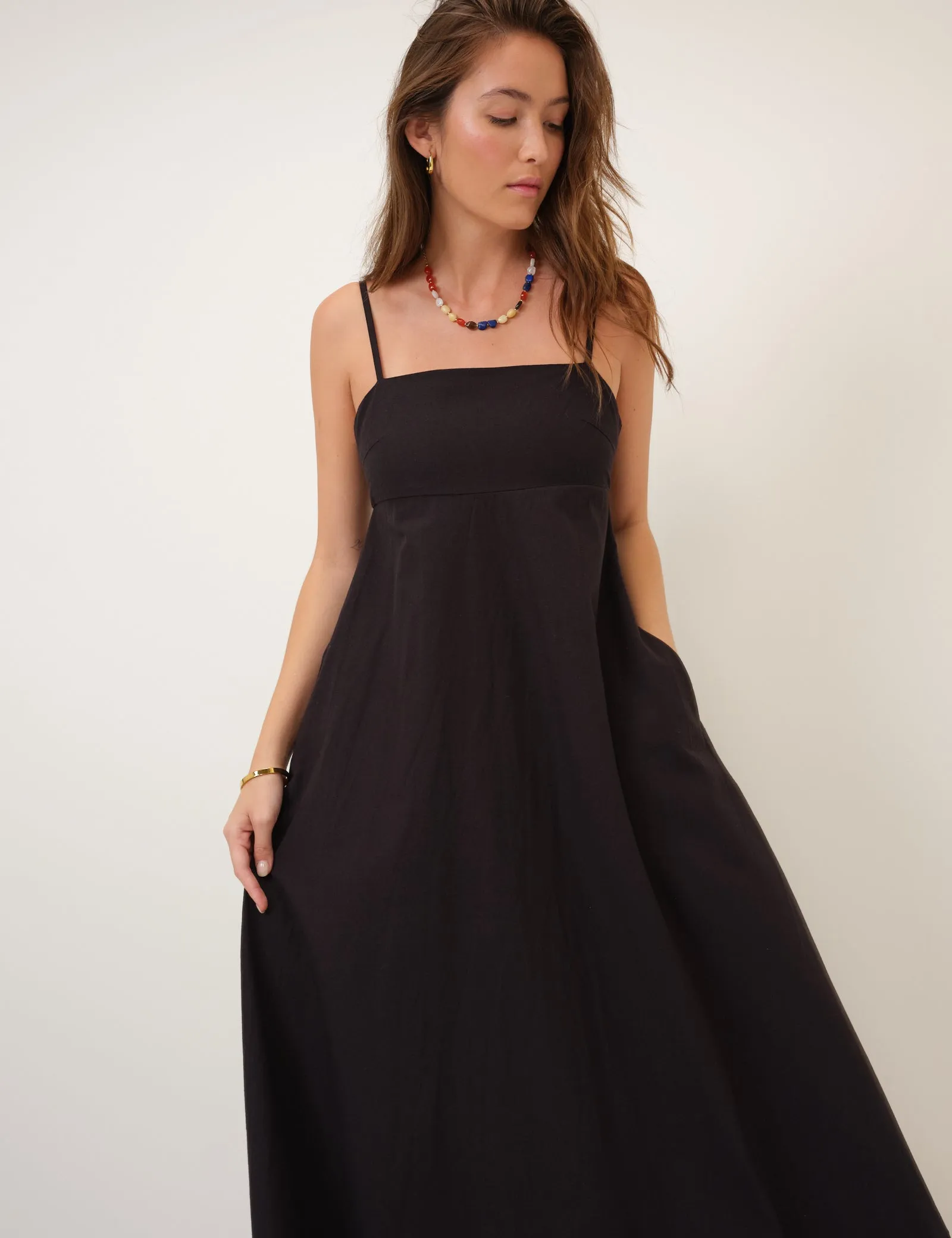 Black Square Neck Rebecca Midi Dress sold by Nobody's Child product image thumbnail 4