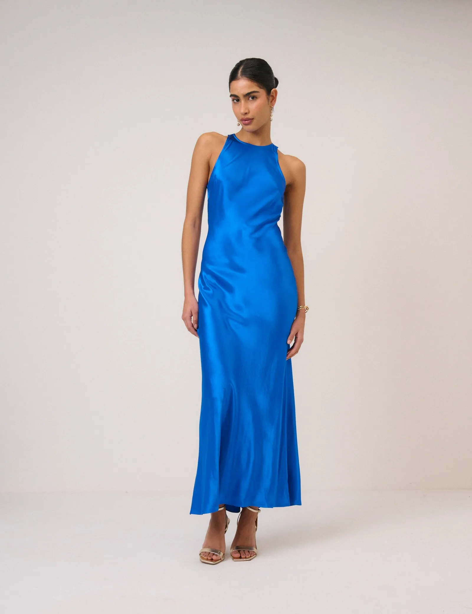Electric Blue Satin Zahara Midi Dress sold by Nobody's Child product image thumbnail 3