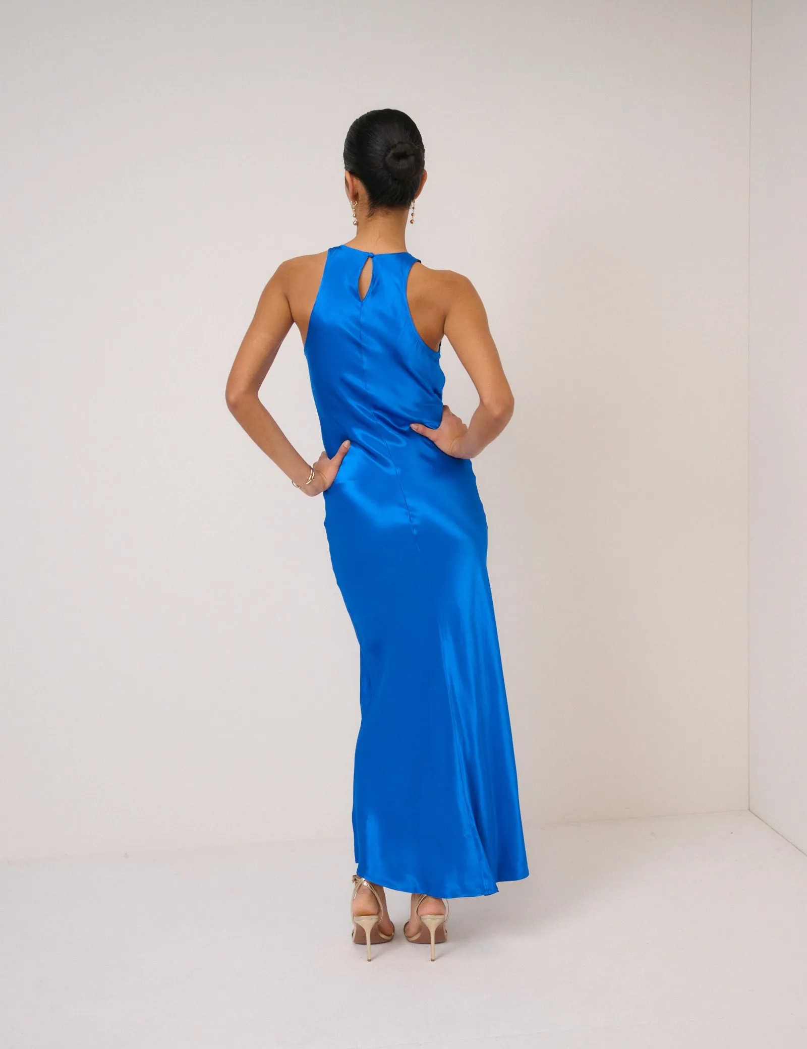 Electric Blue Satin Zahara Midi Dress sold by Nobody's Child product image thumbnail 5