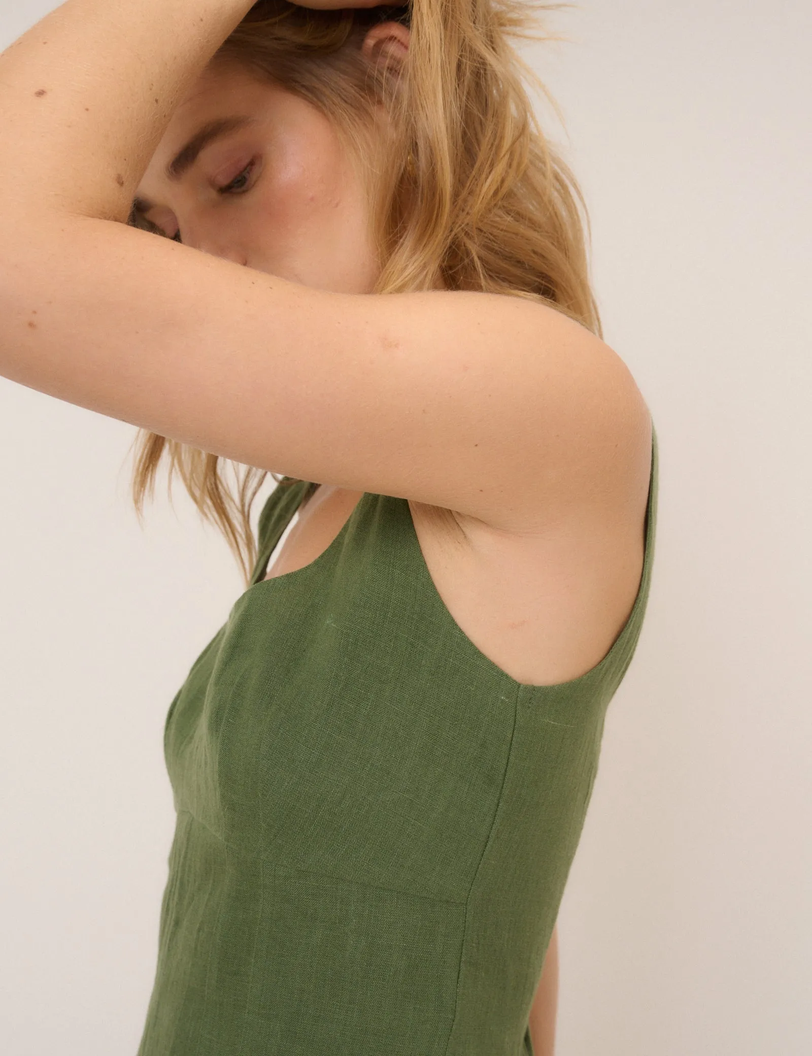 Green Linen Emelia Mini Dress sold by Nobody's Child product image thumbnail 2