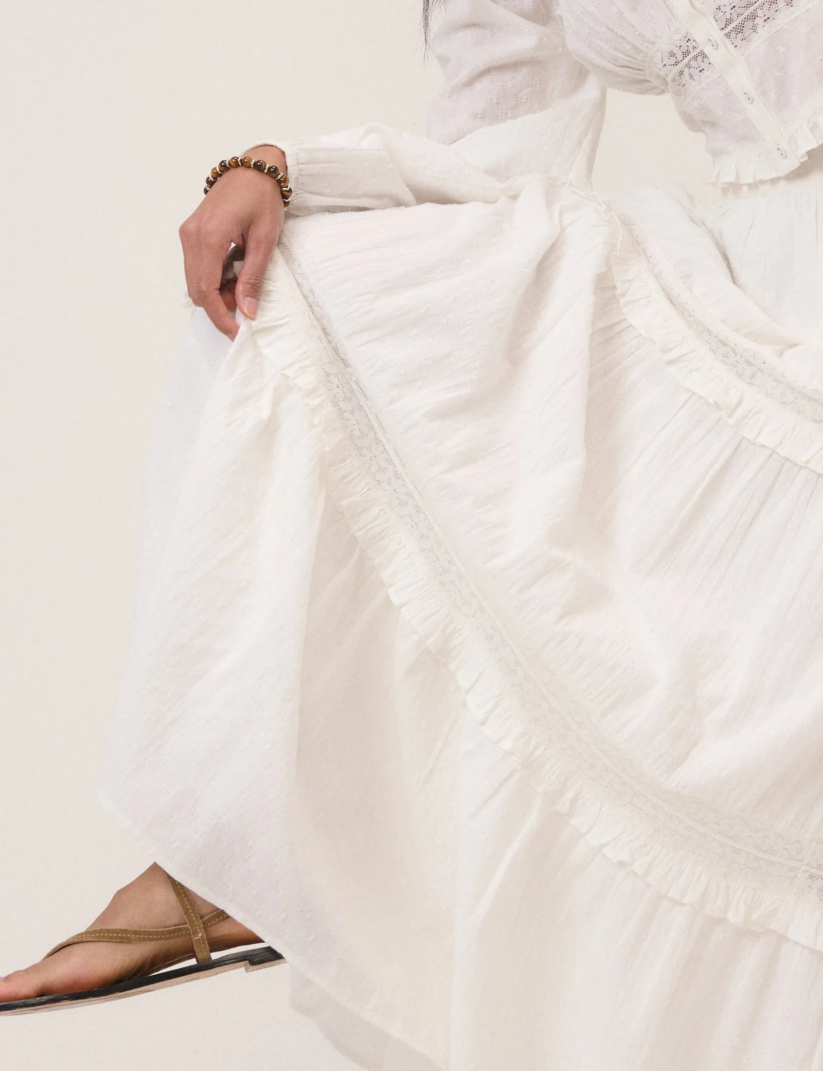 White Tiered Midi Skirt sold by Nobody's Child product image thumbnail 2