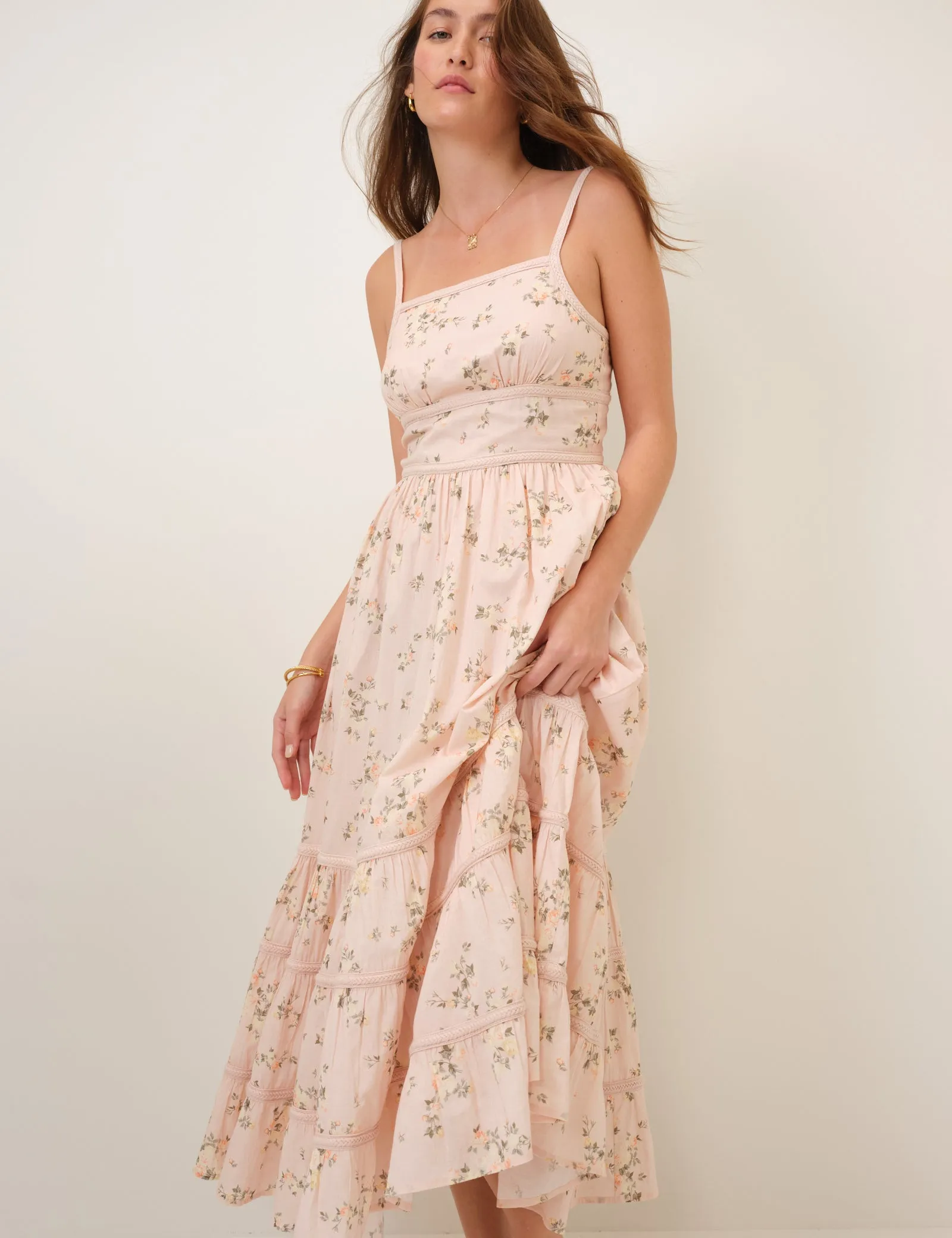 Pink Floral Tiered Veronica Midi Dress sold by Nobody's Child product image thumbnail 3
