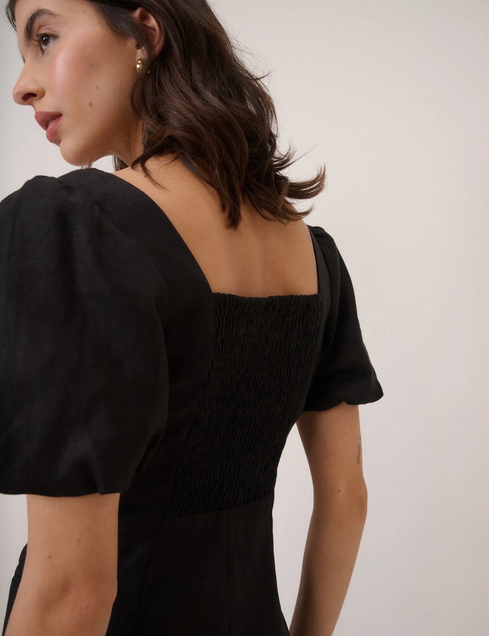 Black Square Neck Tailored Dress sold by Nobody's Child product image thumbnail 4