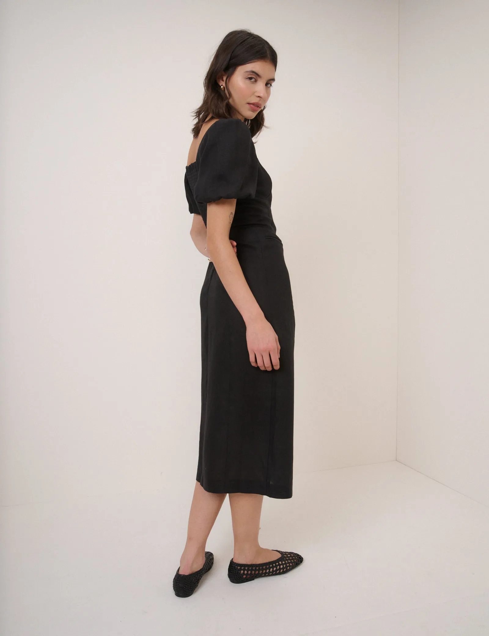 Black Square Neck Tailored Dress sold by Nobody's Child product image thumbnail 5