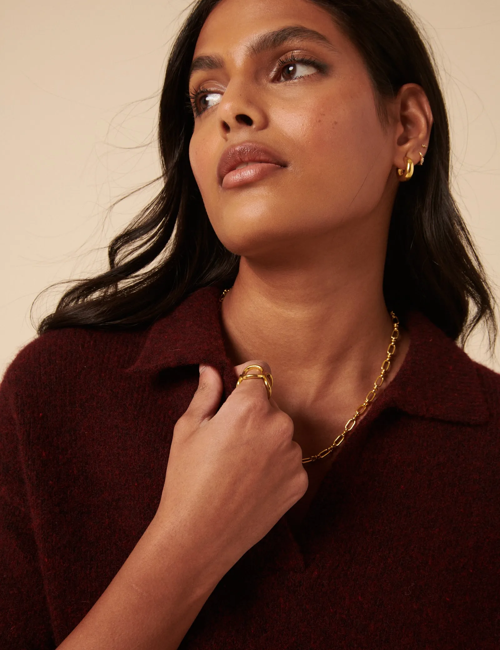 Burgundy Open Collar Polo Knitted T-Shirt sold by Nobody's Child product image thumbnail 3