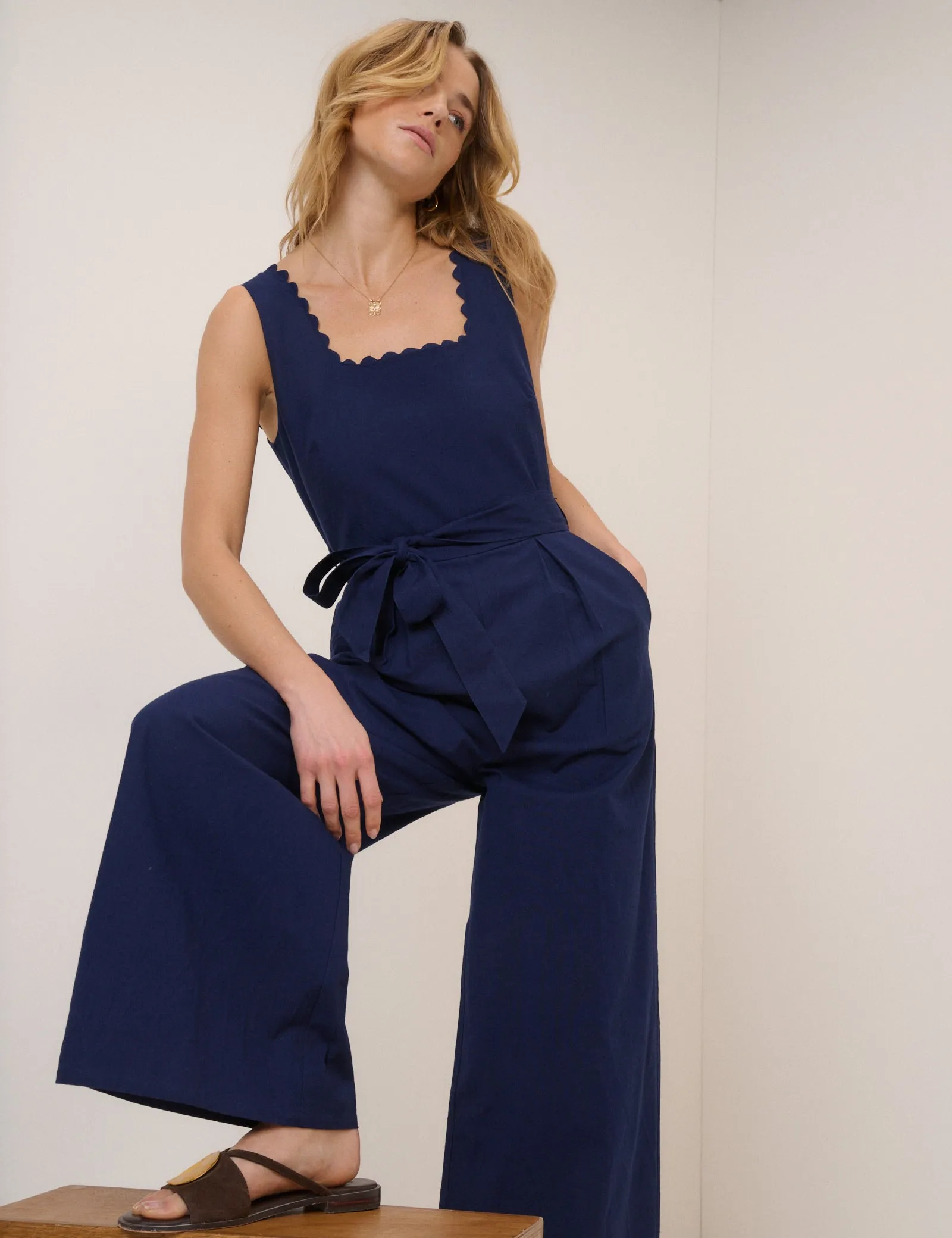 Navy Square Neck Jumpsuit sold by Nobody's Child product image thumbnail 2