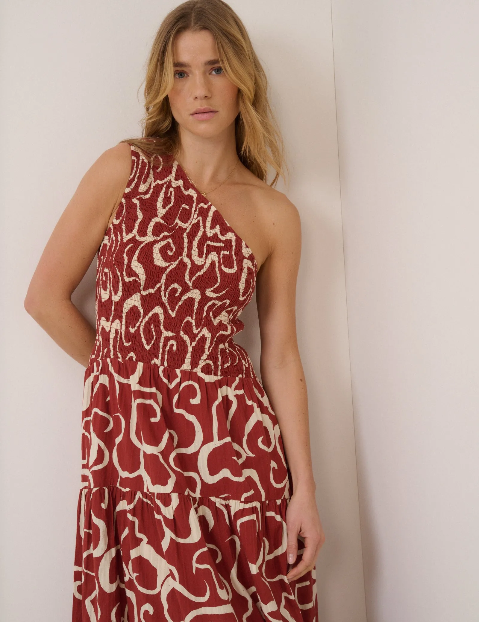 Brown One Shoulder Cecilia Midi Dress sold by Nobody's Child product image thumbnail 2