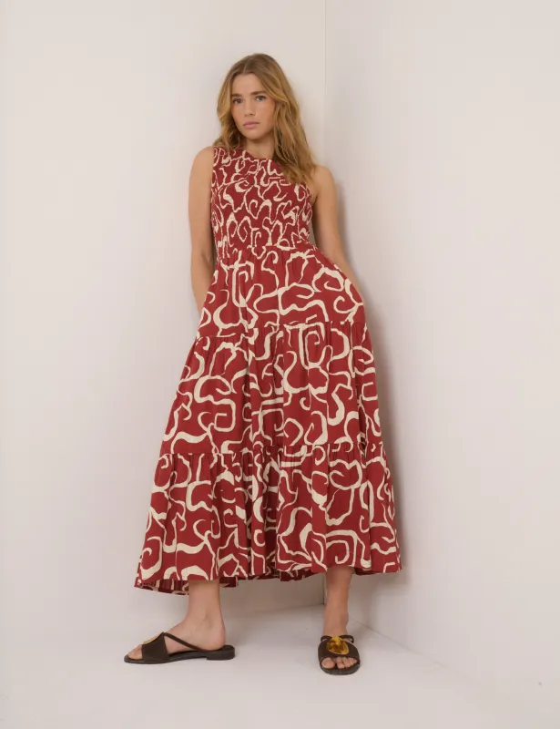 Brown One Shoulder Cecilia Midi Dress sold by Nobody's Child