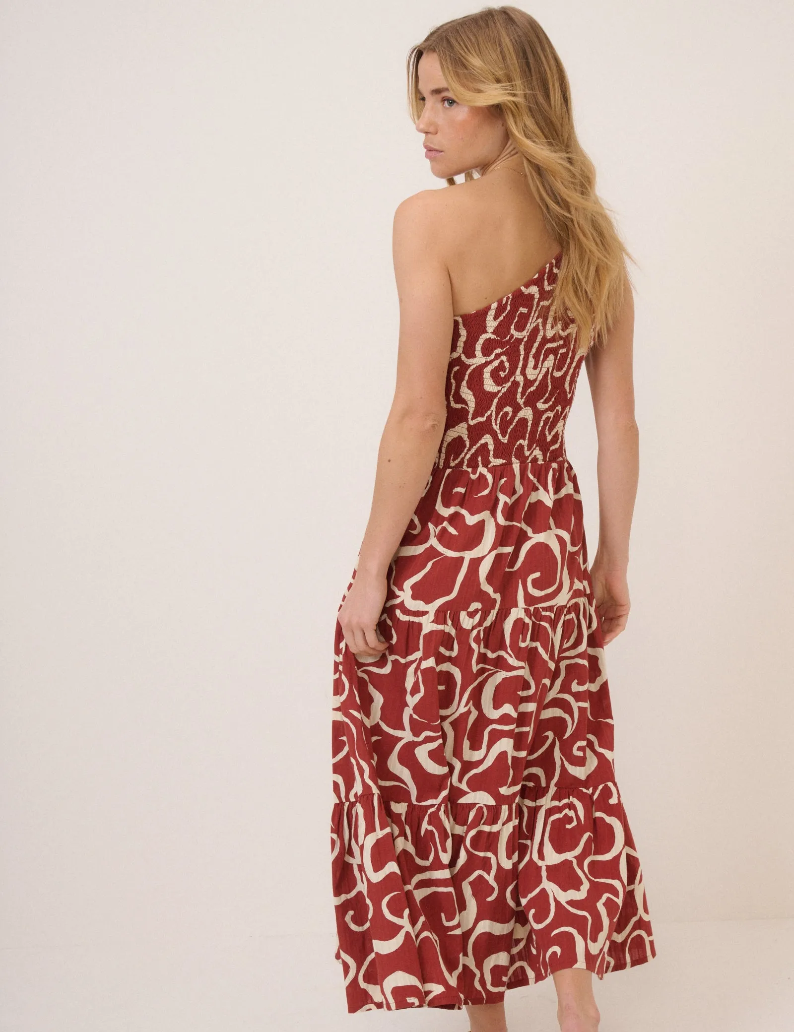 Brown One Shoulder Cecilia Midi Dress sold by Nobody's Child product image thumbnail 5
