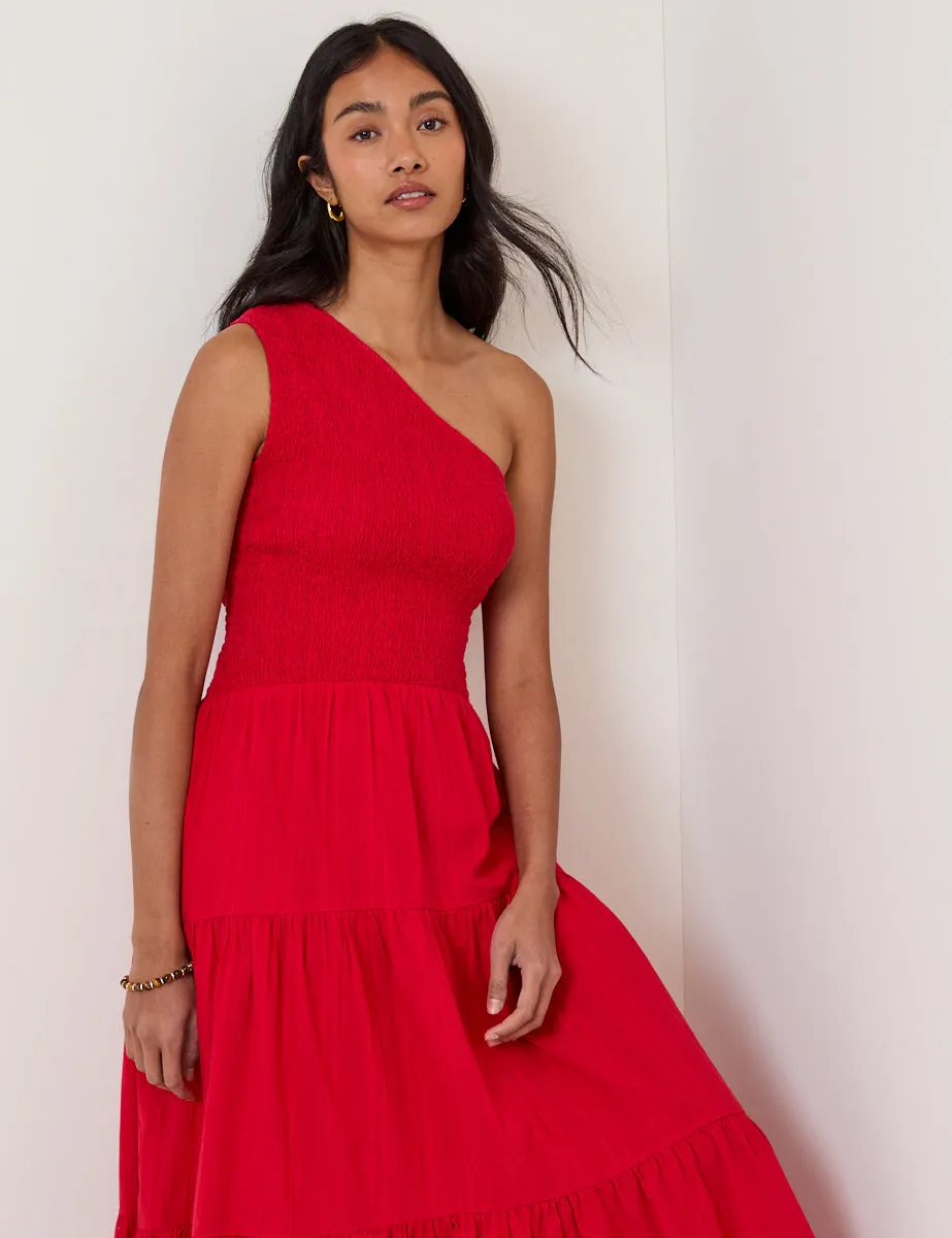 Red One Shoulder Cecilia Midi Dress sold by Nobody's Child product image thumbnail 4