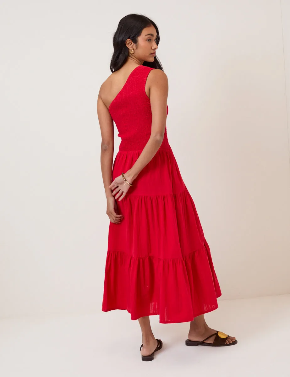 Red One Shoulder Cecilia Midi Dress sold by Nobody's Child product image thumbnail 5