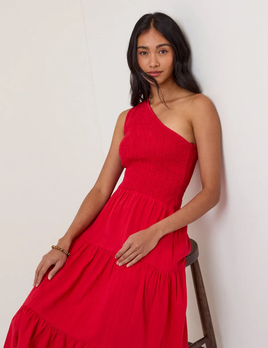 Red One Shoulder Cecilia Midi Dress sold by Nobody's Child product image thumbnail 2