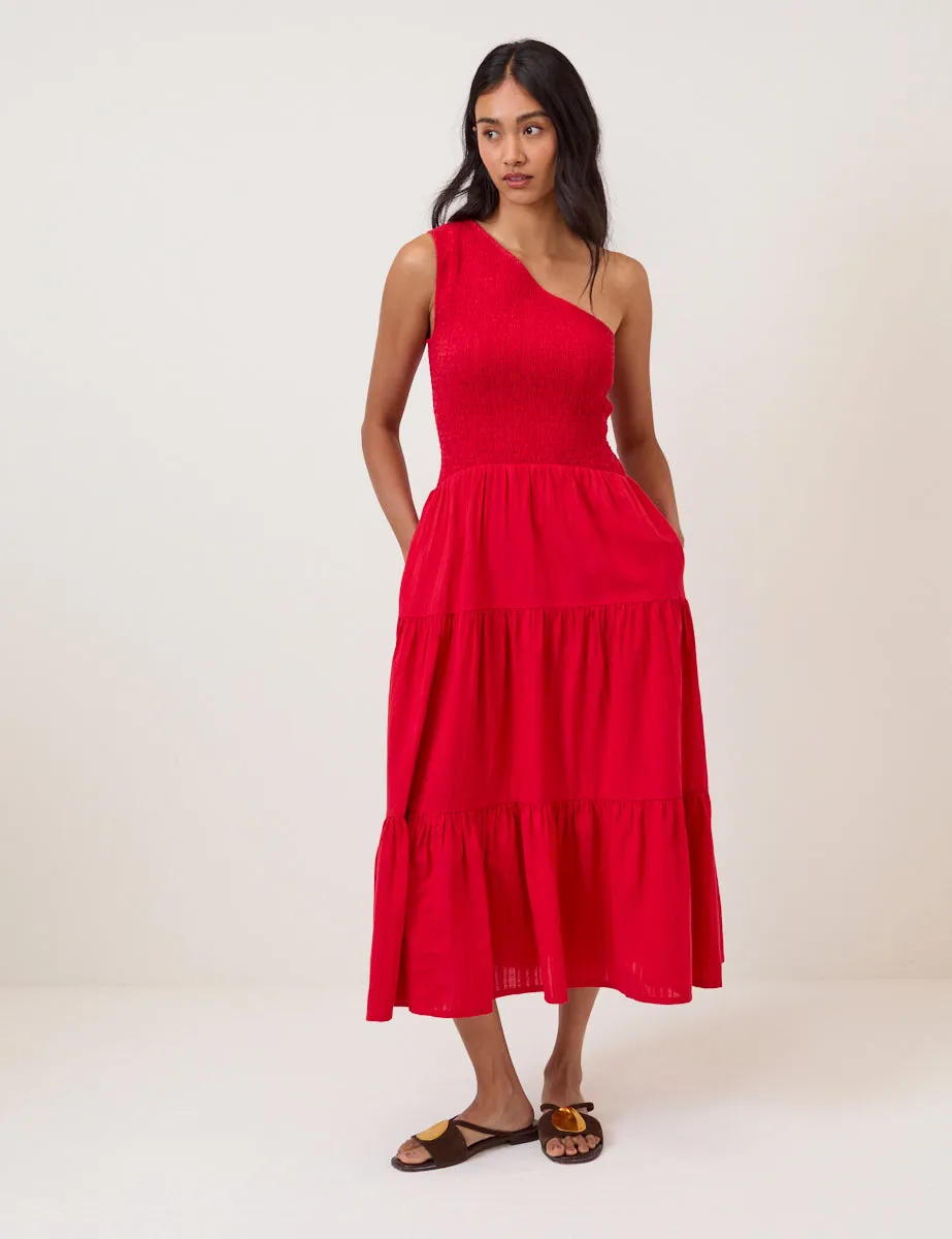 Red One Shoulder Cecilia Midi Dress sold by Nobody's Child product image thumbnail 3