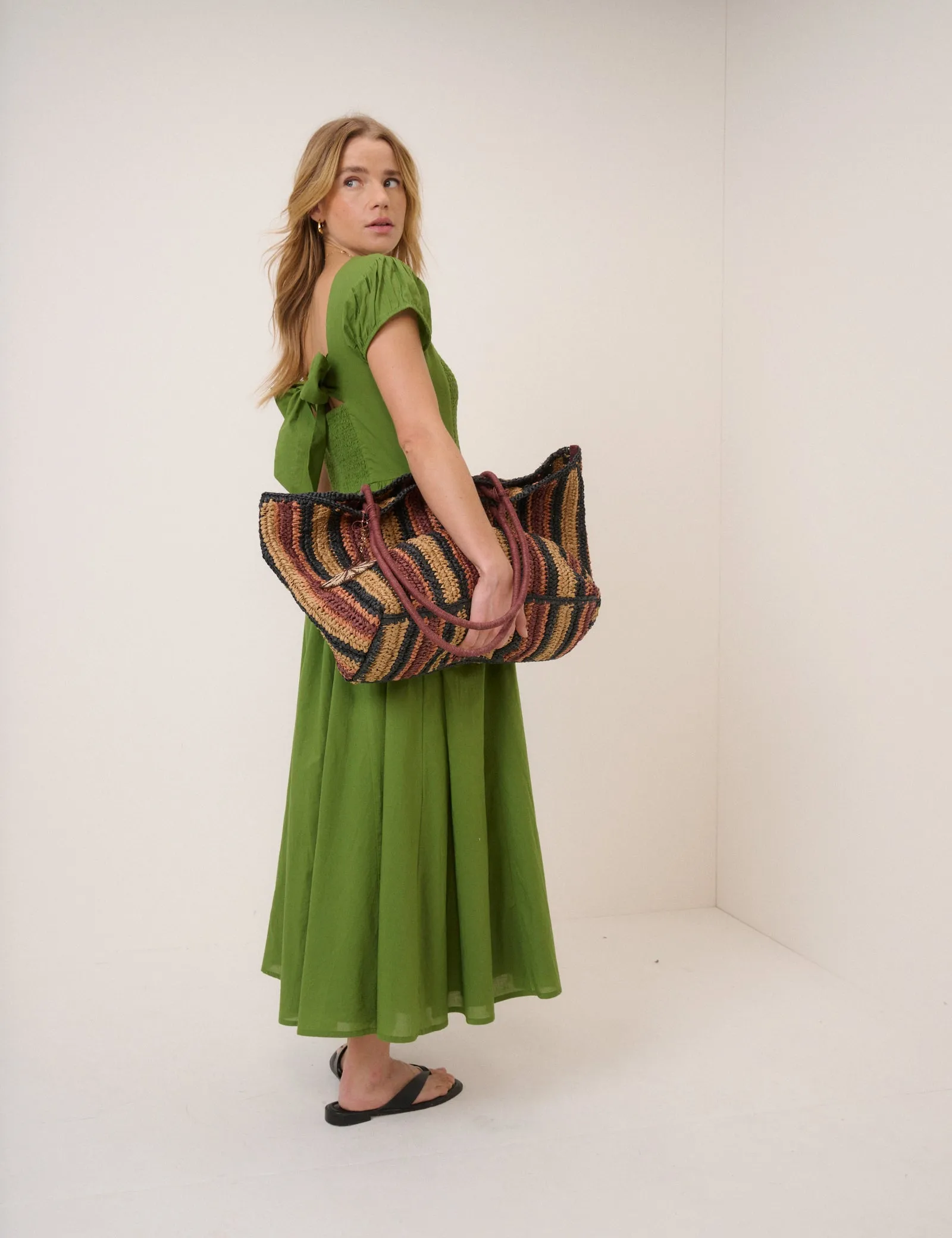 Green Puff Sleeve Allison Midi Dress sold by Nobody's Child product image thumbnail 5