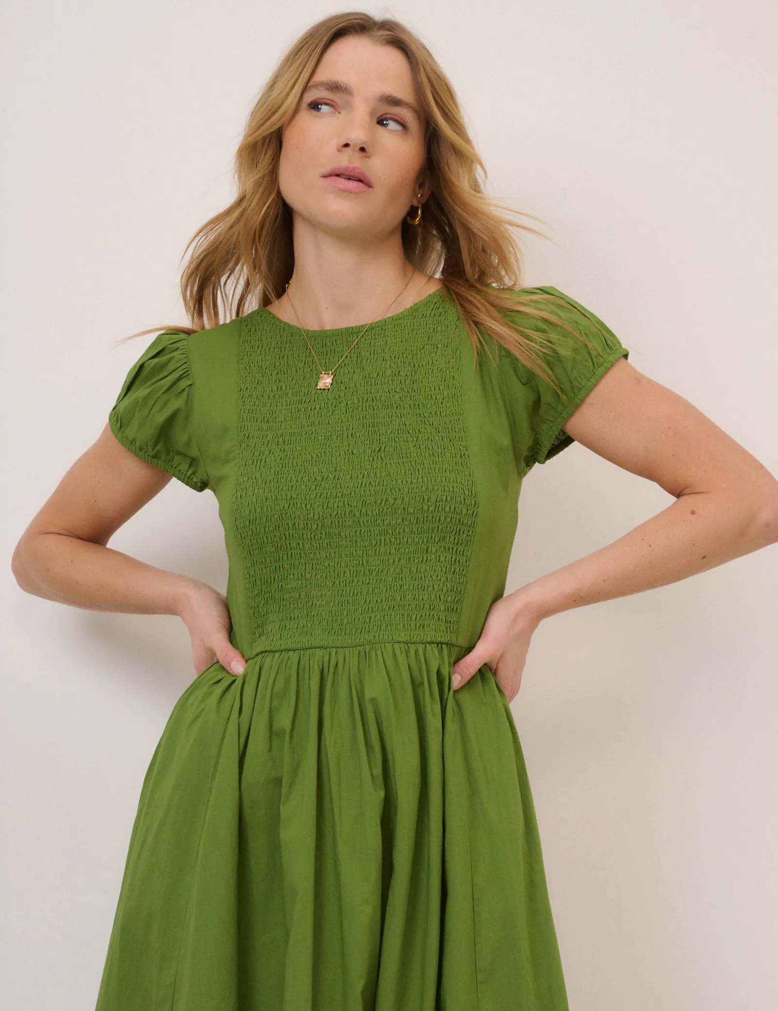 Green Puff Sleeve Allison Midi Dress sold by Nobody's Child product image thumbnail 2