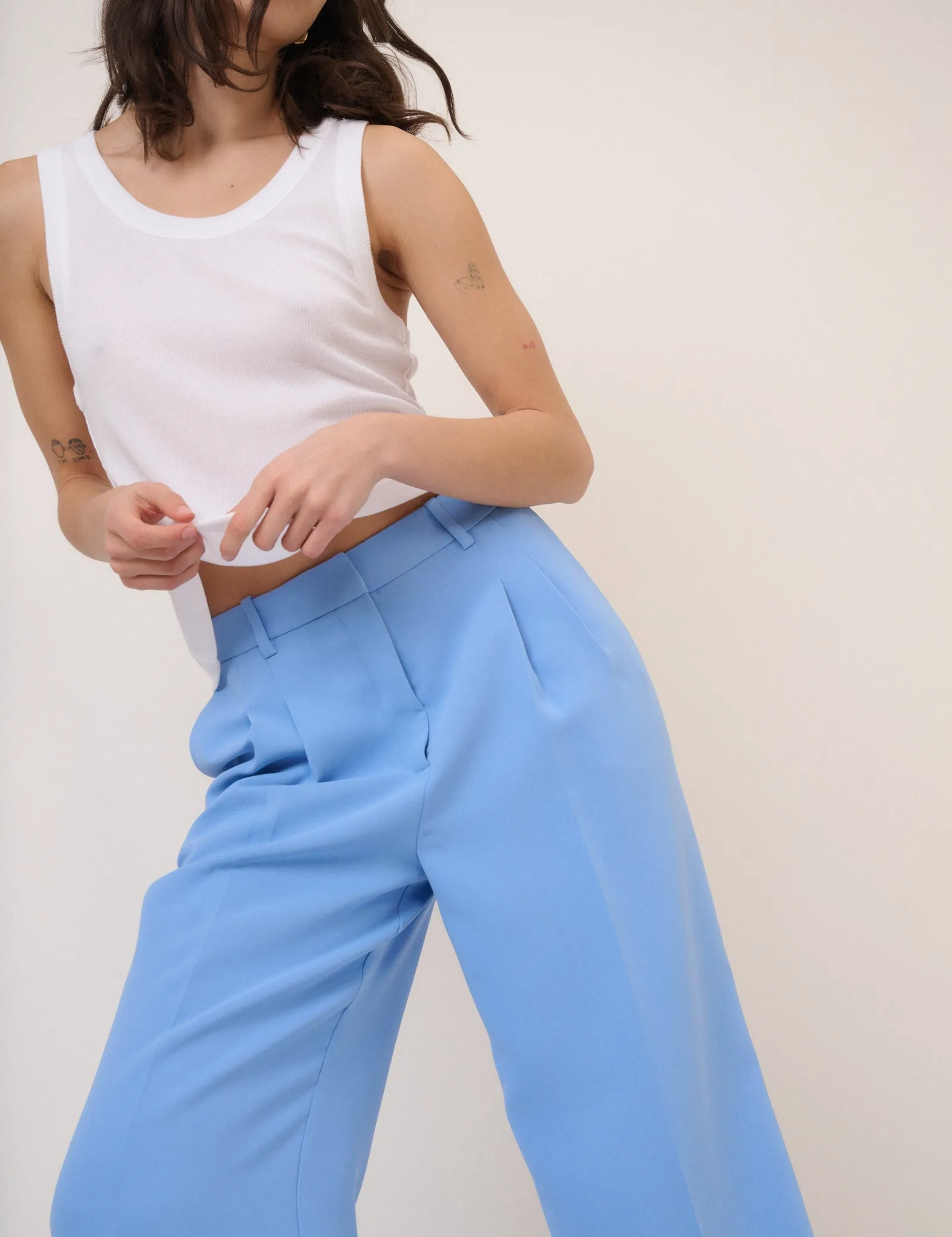 Blue Wide Leg Jax Crepe Trousers sold by Nobody's Child product image thumbnail 2