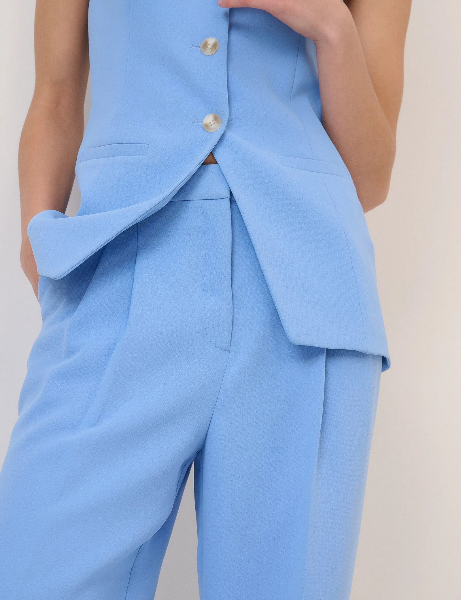 Blue Wide Leg Jax Crepe Trousers sold by Nobody's Child product image thumbnail 3