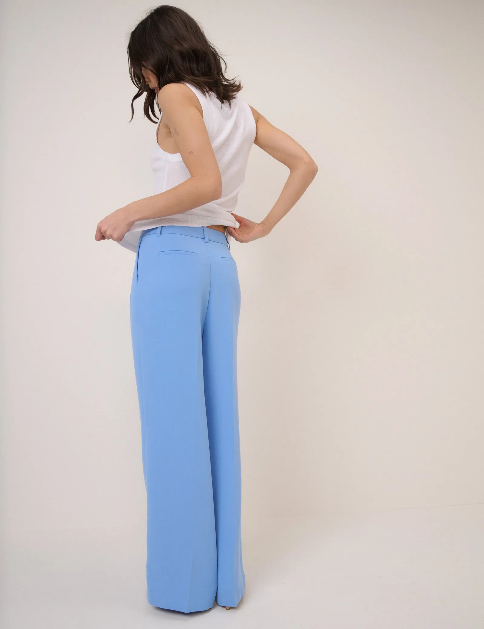 Blue Wide Leg Jax Crepe Trousers sold by Nobody's Child product image thumbnail 5