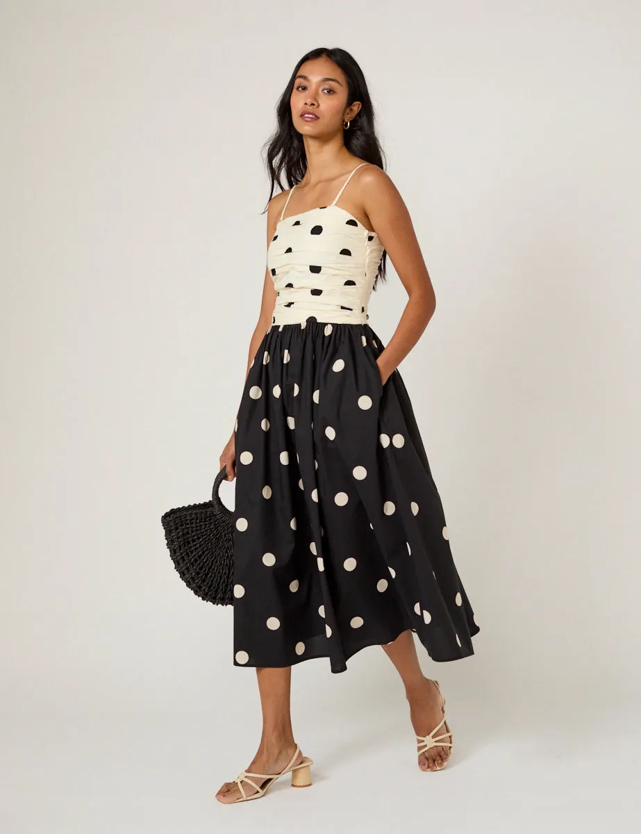 Monochrome Polka Dot Alice Midi Dress sold by Nobody's Child