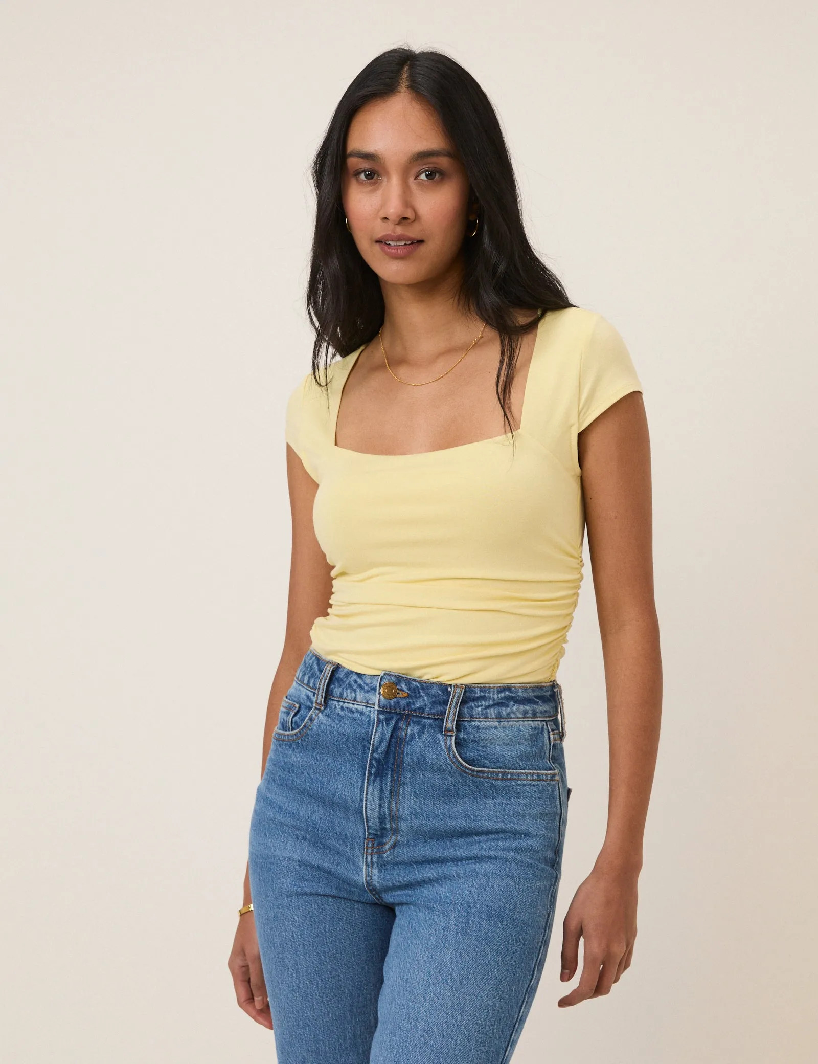 Butter Yellow Square Neck Top sold by Nobody's Child product image thumbnail 3