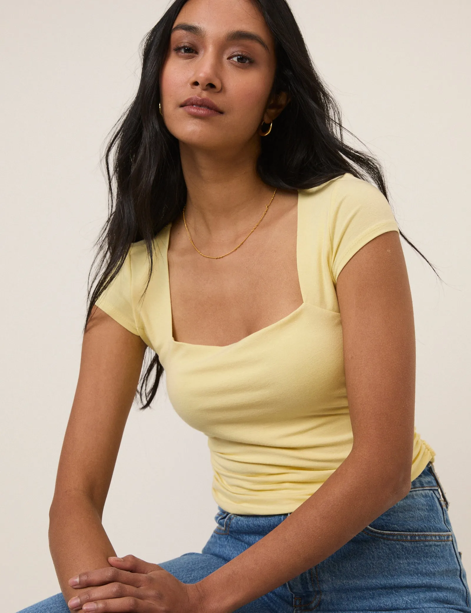 Butter Yellow Square Neck Top sold by Nobody's Child product image thumbnail 4