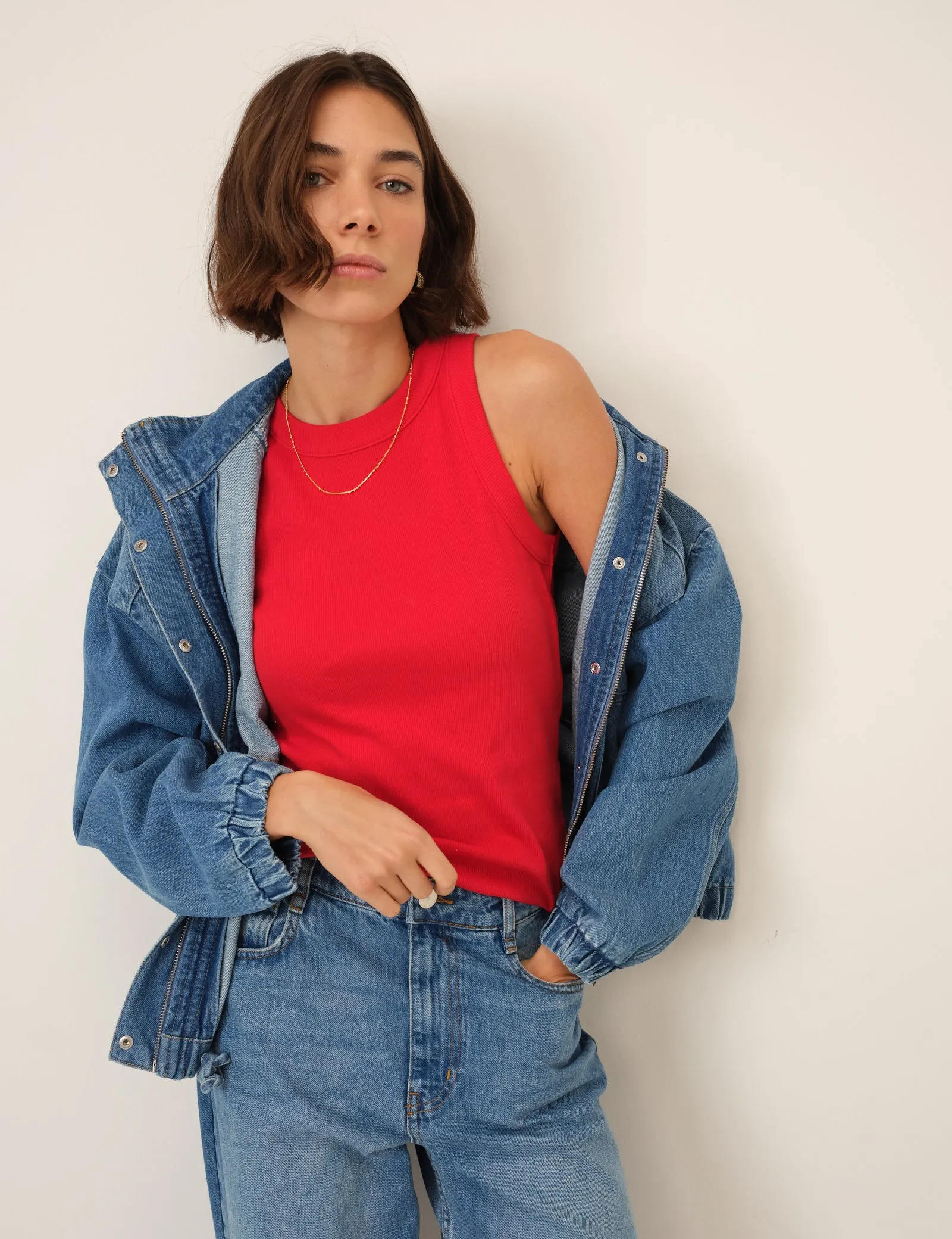 Red Ribbed Racer Vest sold by Nobody's Child product image thumbnail 2