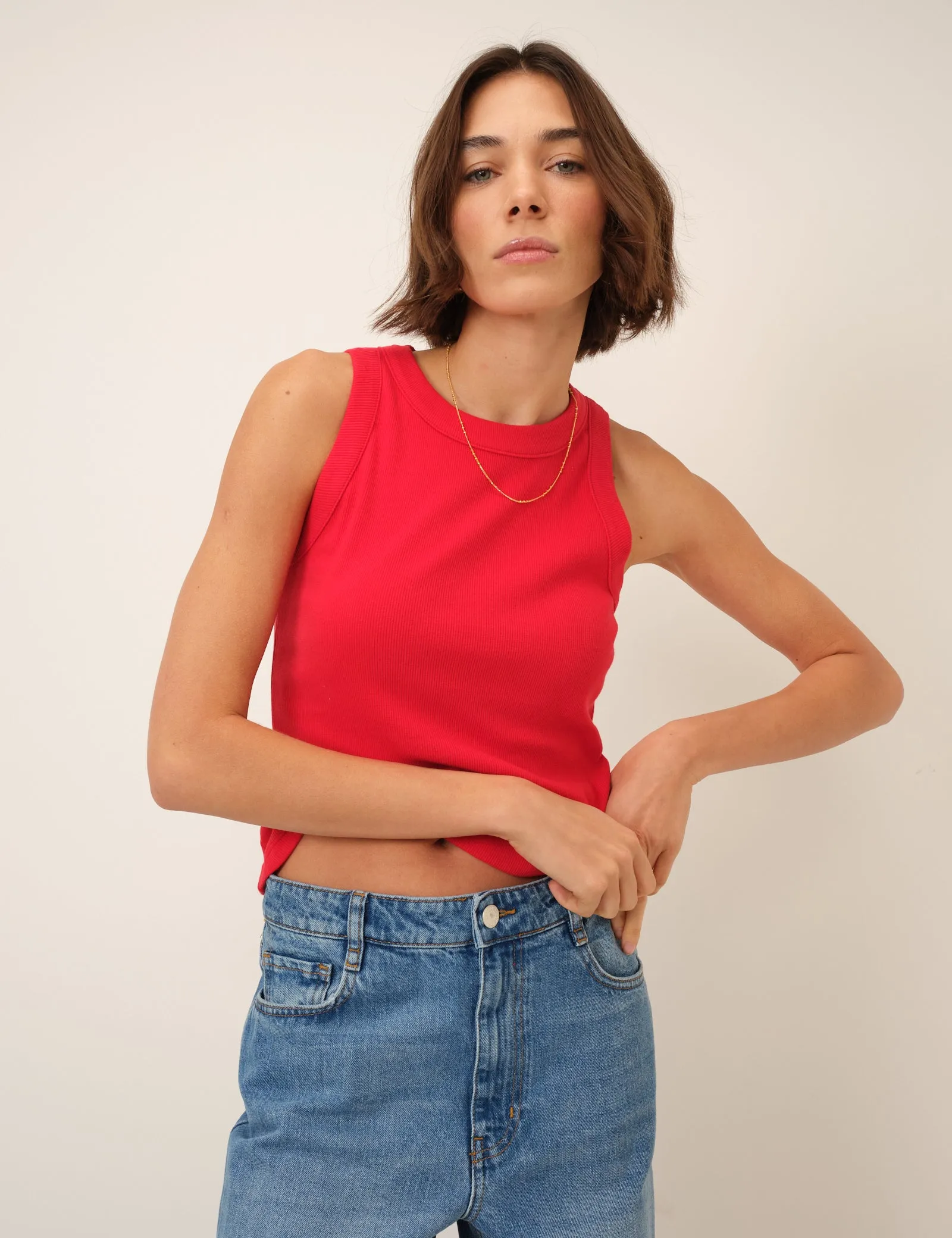 Red Ribbed Racer Vest sold by Nobody's Child product image thumbnail 5