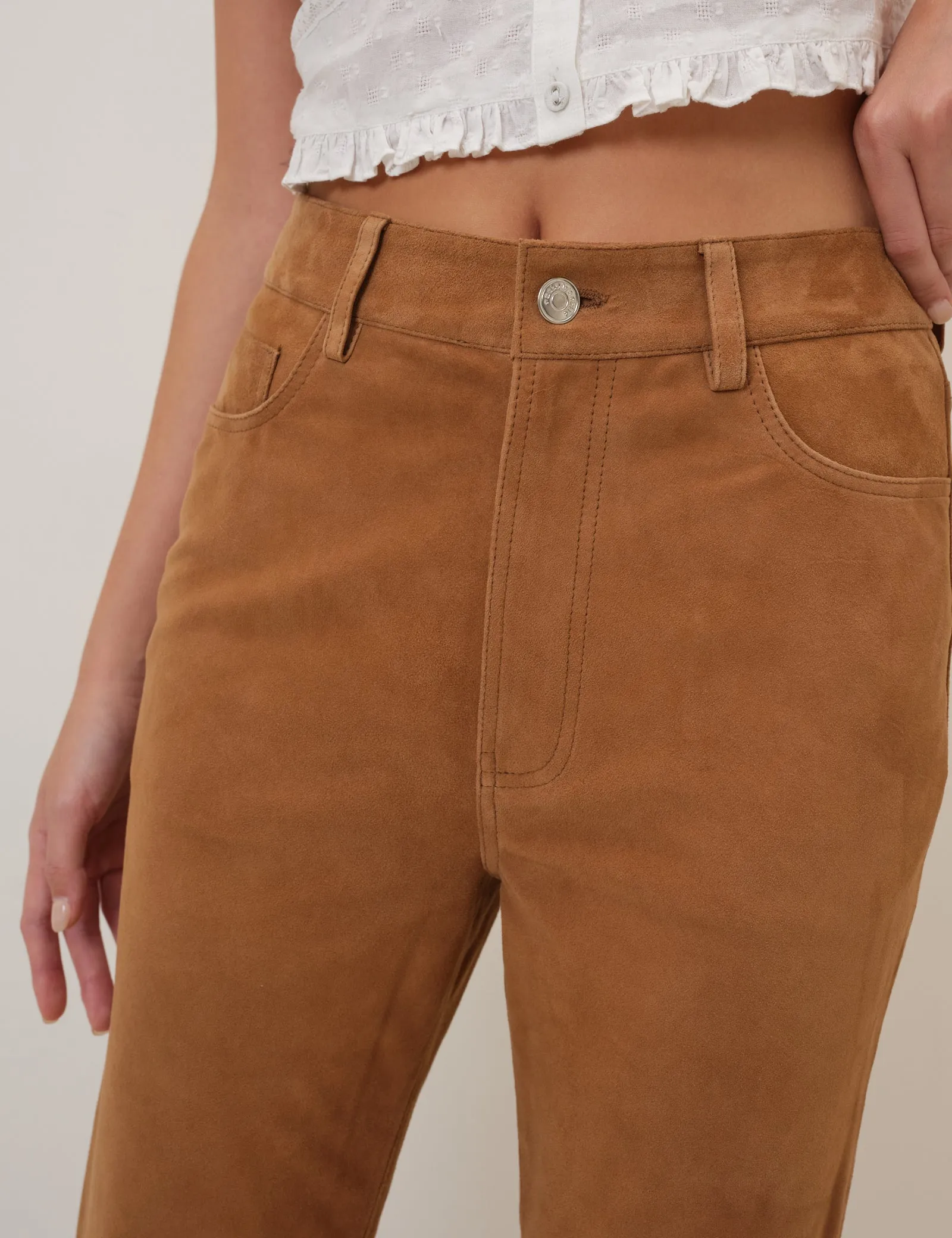 Brown Suede Flare Trousers sold by Nobody's Child product image thumbnail 4
