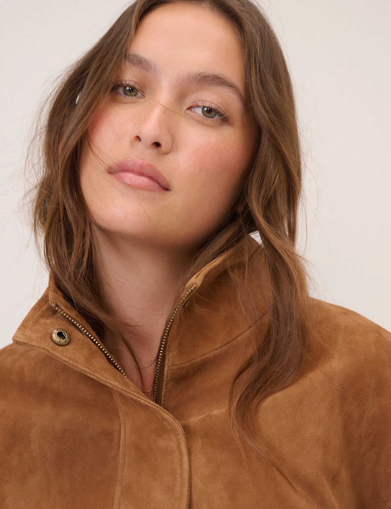 Brown Funnel Neck Suede Bomber sold by Nobody's Child product image thumbnail 5