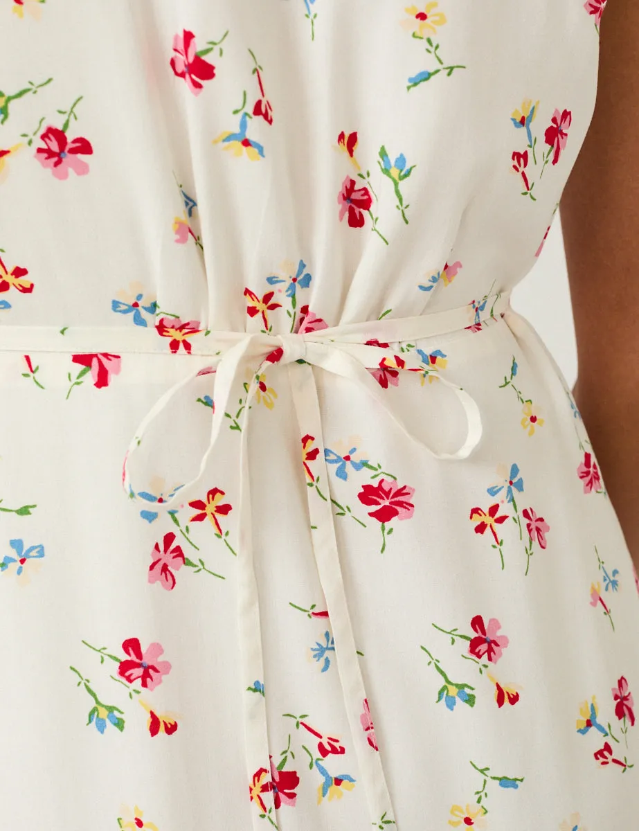 White Floral Lace Trim Kacey Midi Dress sold by Nobody's Child product image thumbnail 3