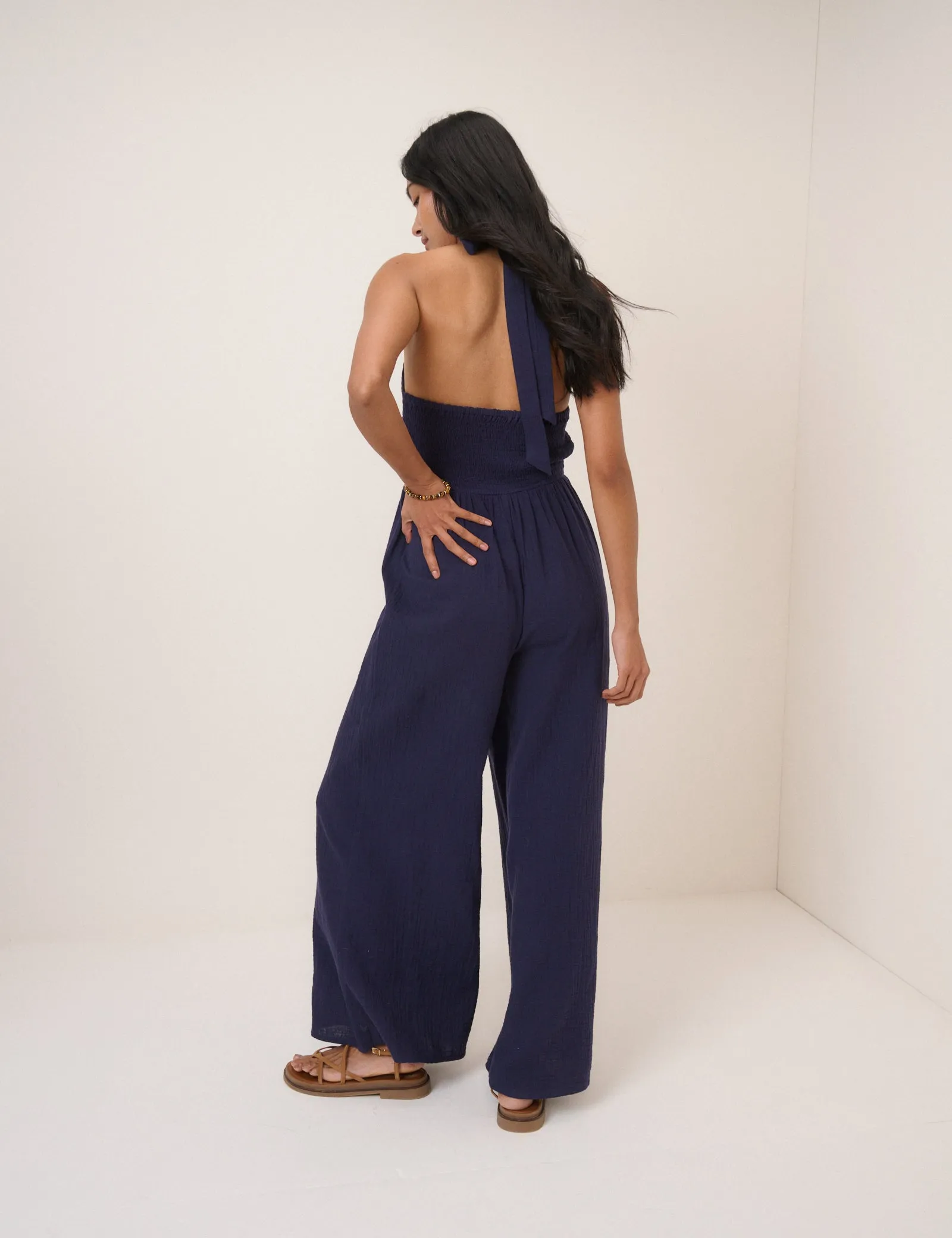 Navy Halter Neck Tizzy Jumpsuit sold by Nobody's Child product image thumbnail 5