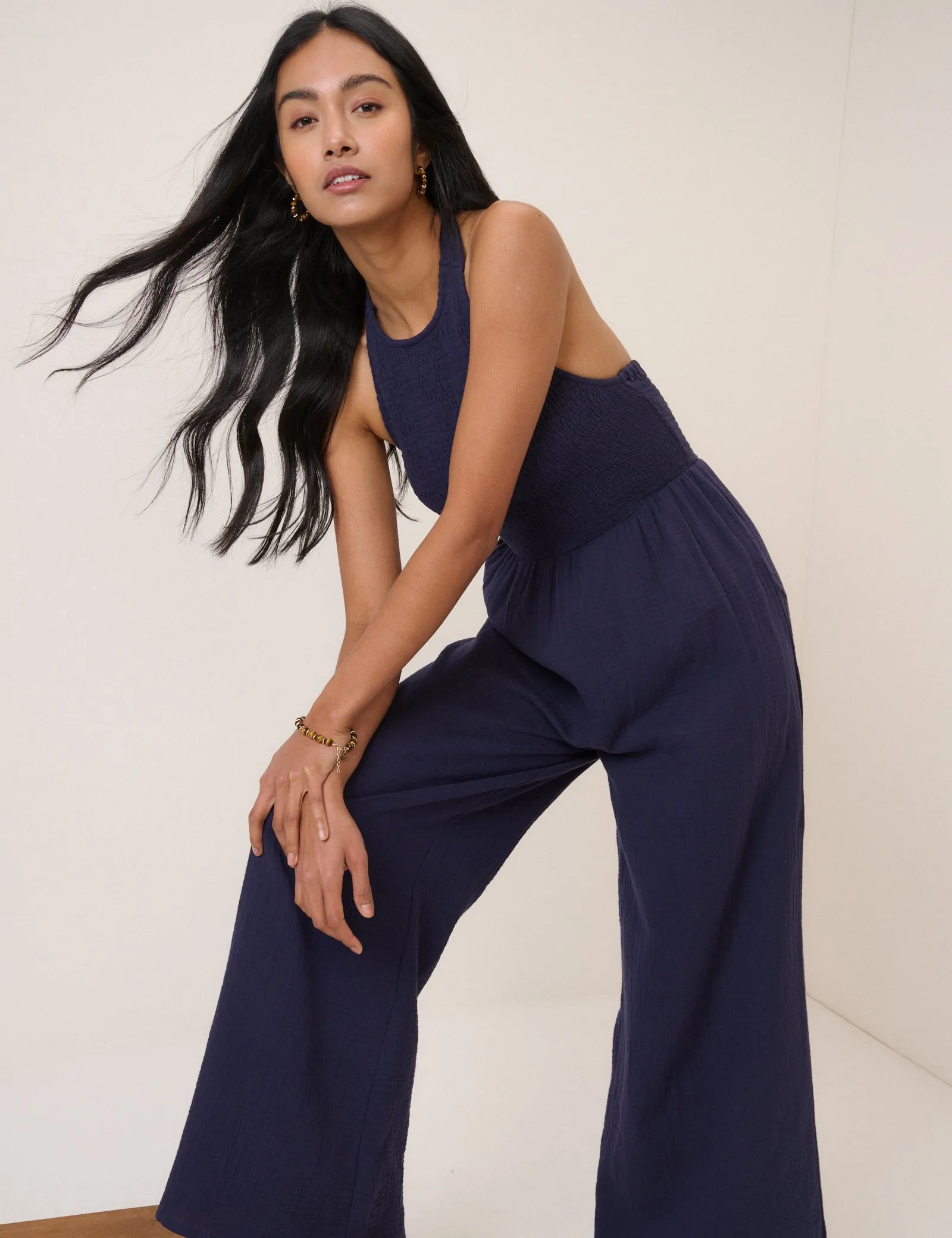 Navy Halter Neck Tizzy Jumpsuit sold by Nobody's Child product image thumbnail 3